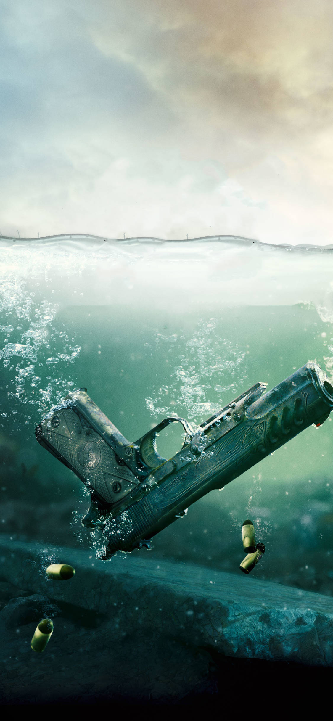 Metro Phone, gun, underwater, Full HD Phone Wallpaper