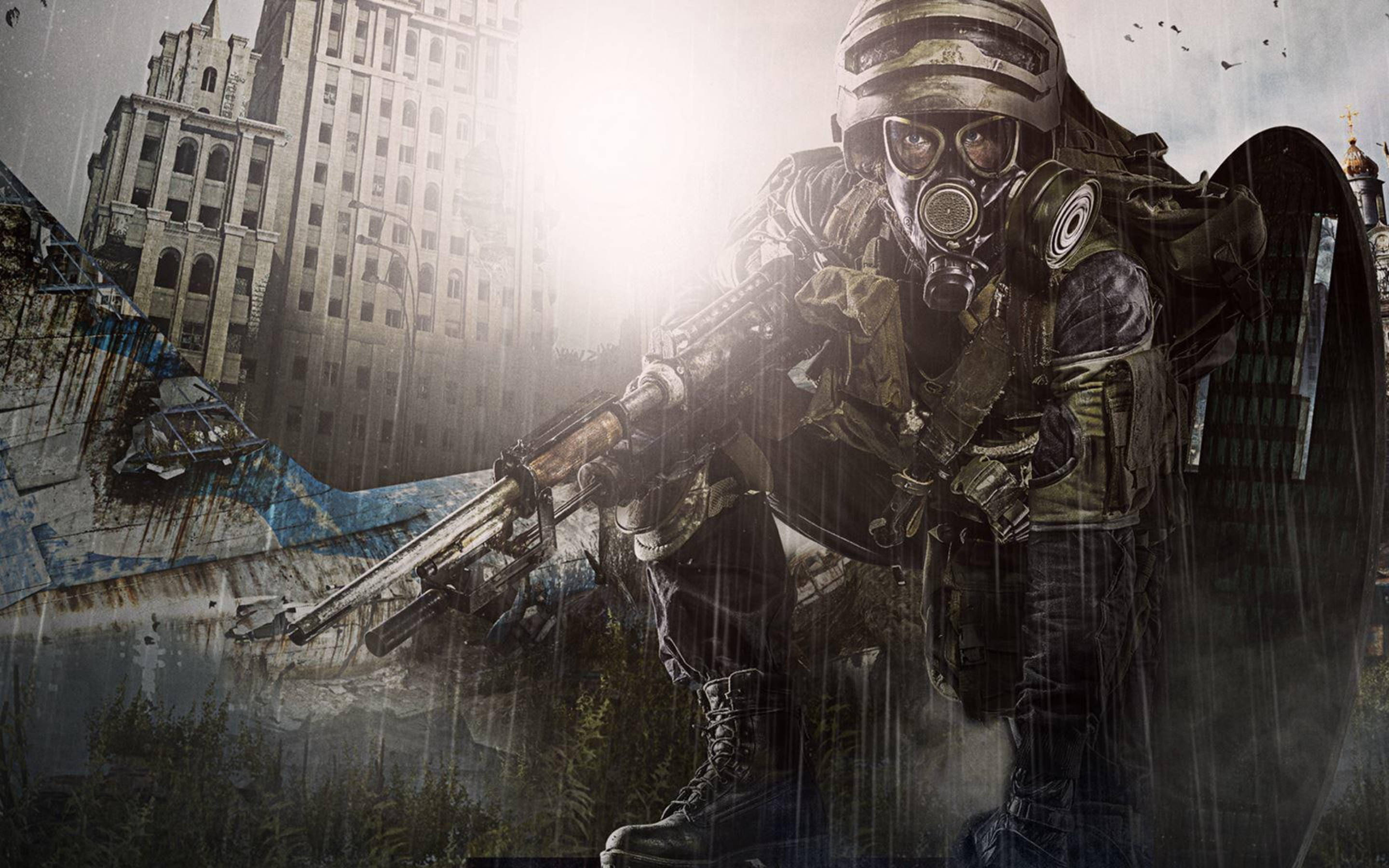 Metro Redux, gas mask, tactical gear, 2K Desktop Wallpaper