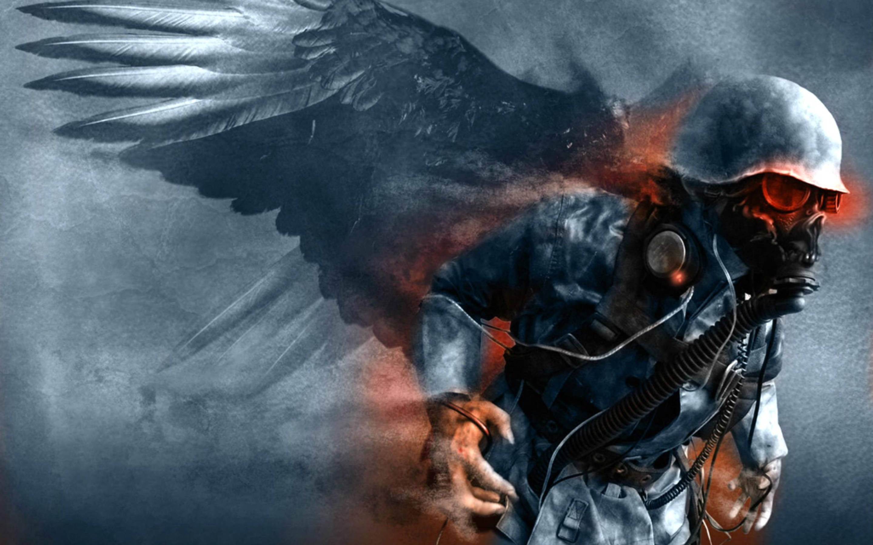 Metro Redux, black wings, glowing red eyes, 2K Desktop Wallpaper