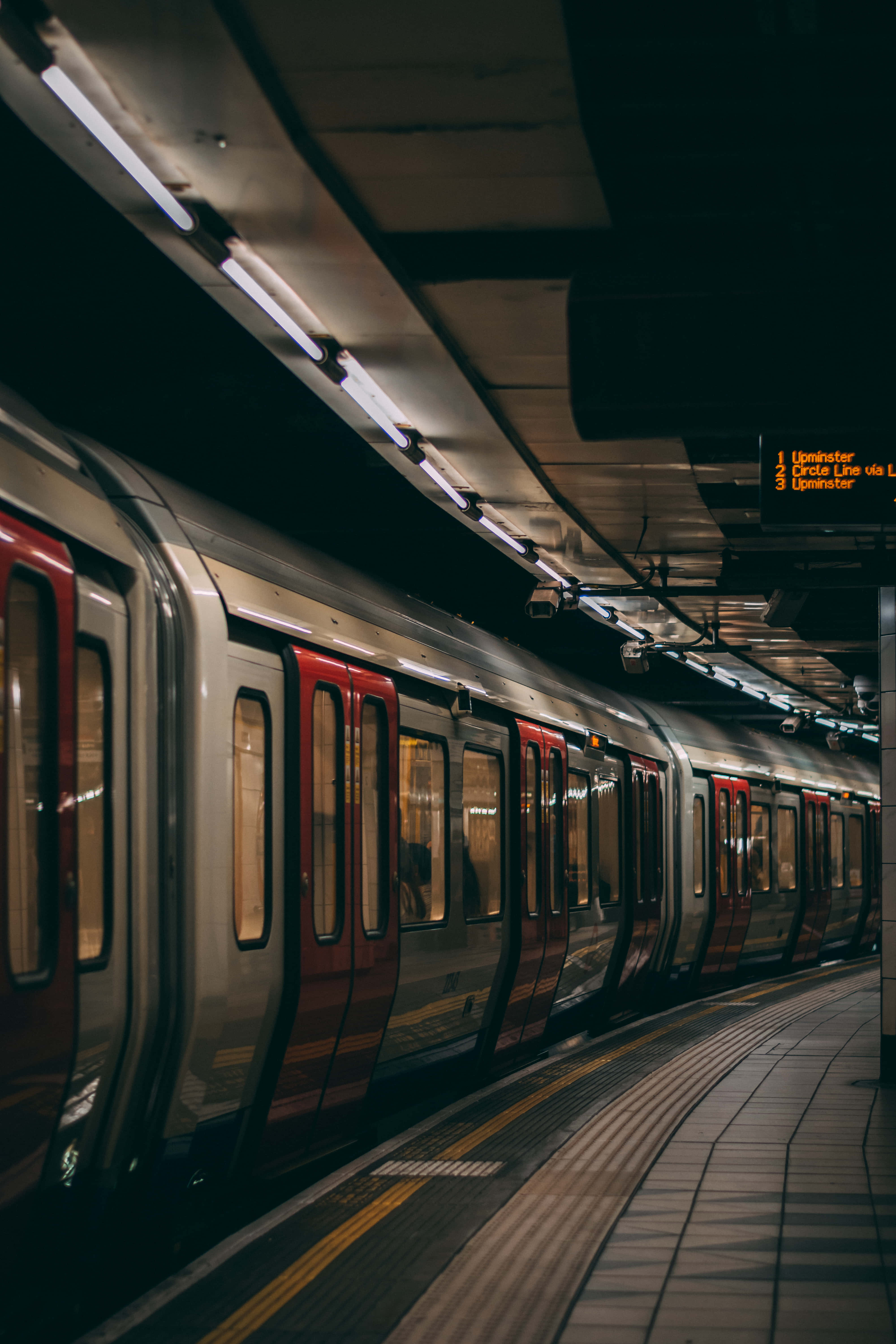 Metro, silver, red, 5K Phone Wallpaper
