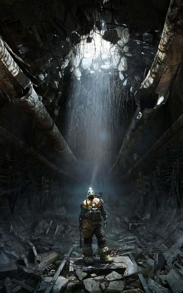 Metro, underground tunnel, ruined underground cavern, SD Phone Wallpaper
