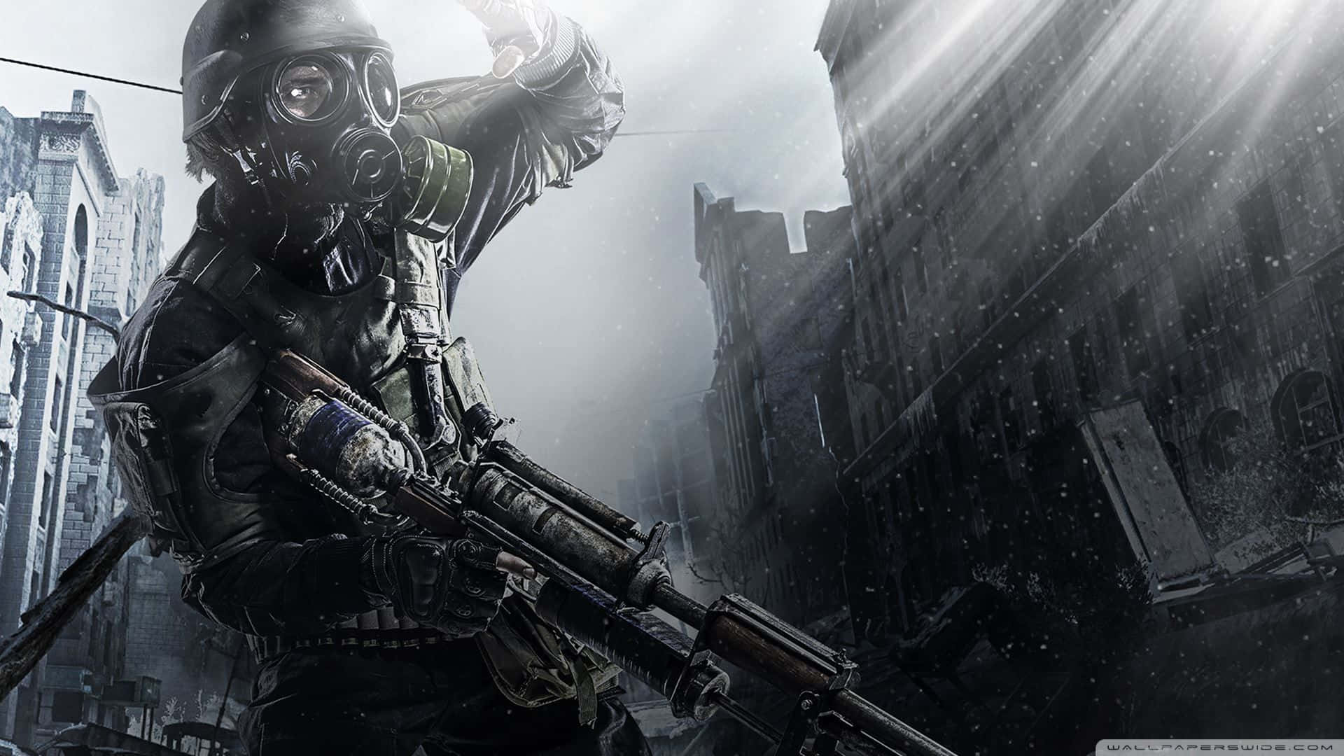 Metro, soldier, gas mask, Full HD Desktop Wallpaper
