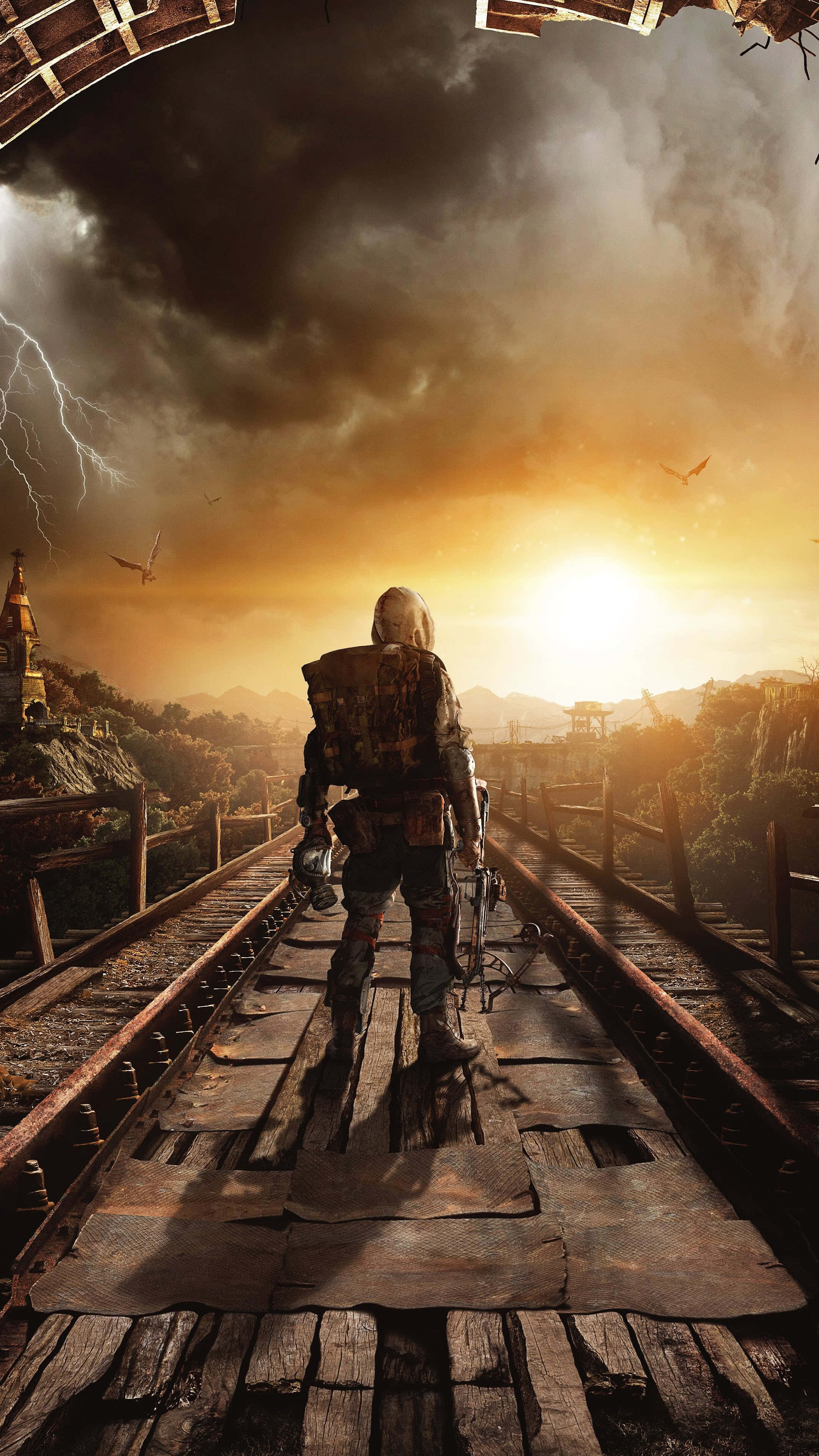 Metro, train track, railway bridge, 4K Phone Wallpaper