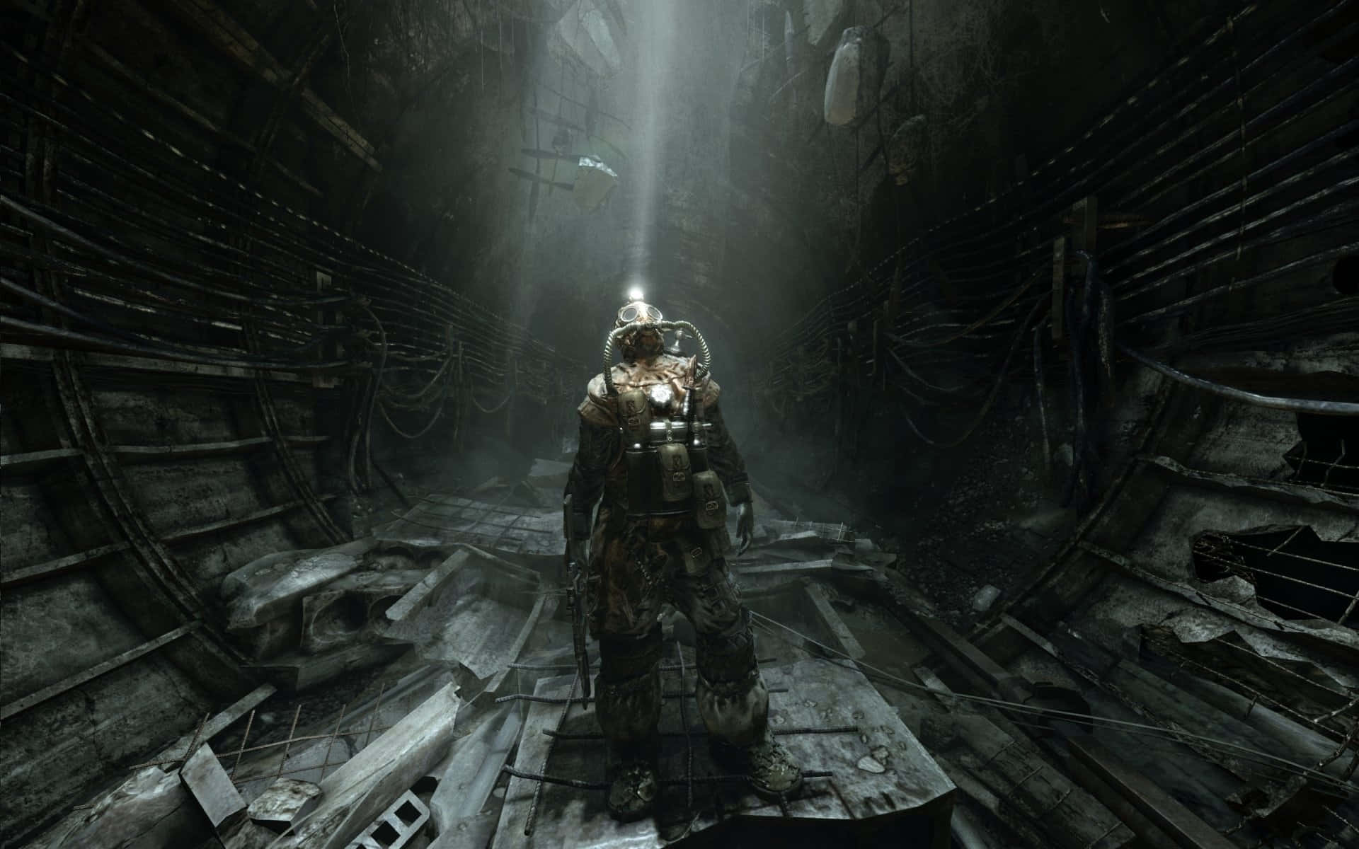 Metro, underwater shipwreck corridor, sunlit, Full HD Desktop Wallpaper