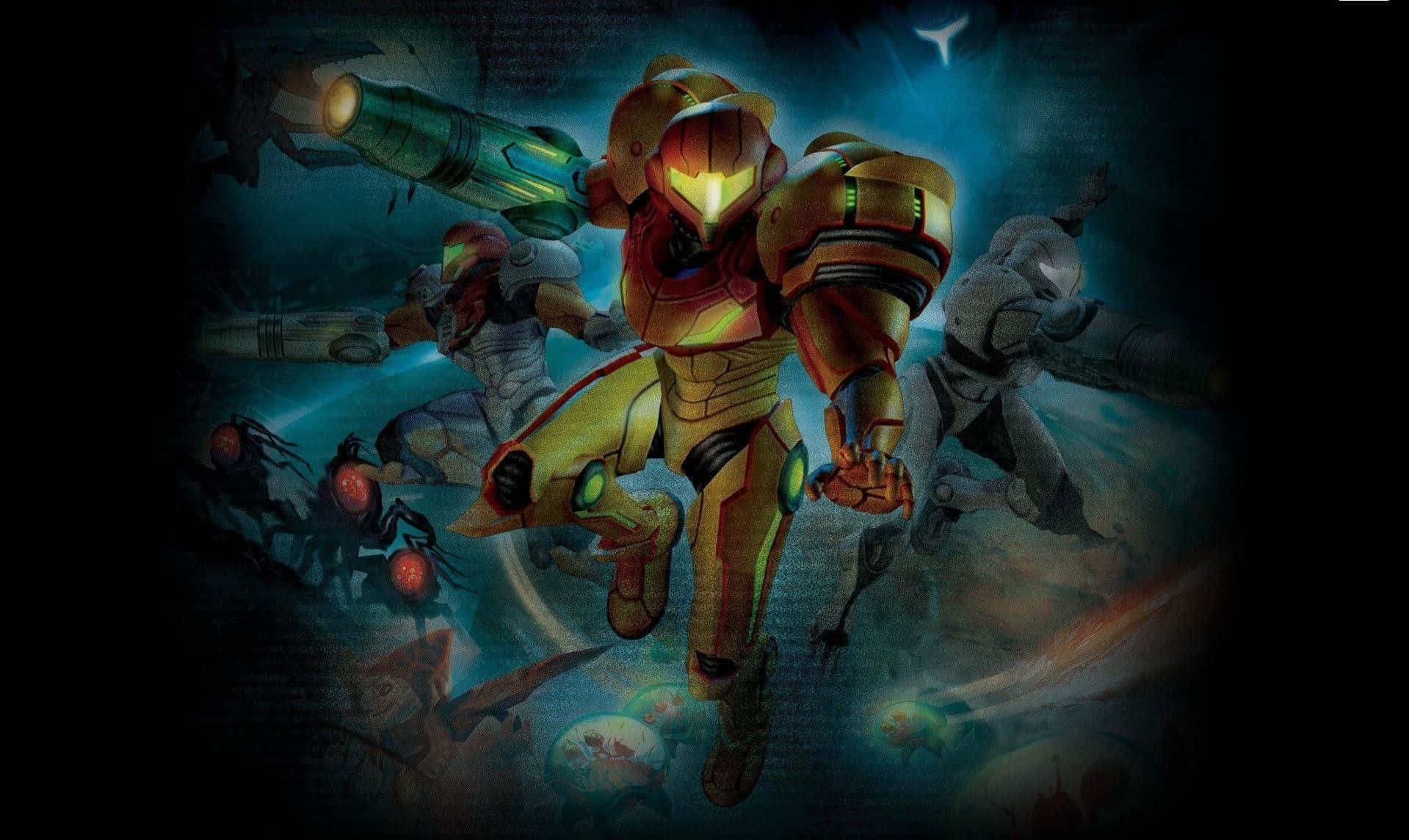 Metroid Dread, glowing golden armored warrior, weapon, HD Desktop Wallpaper