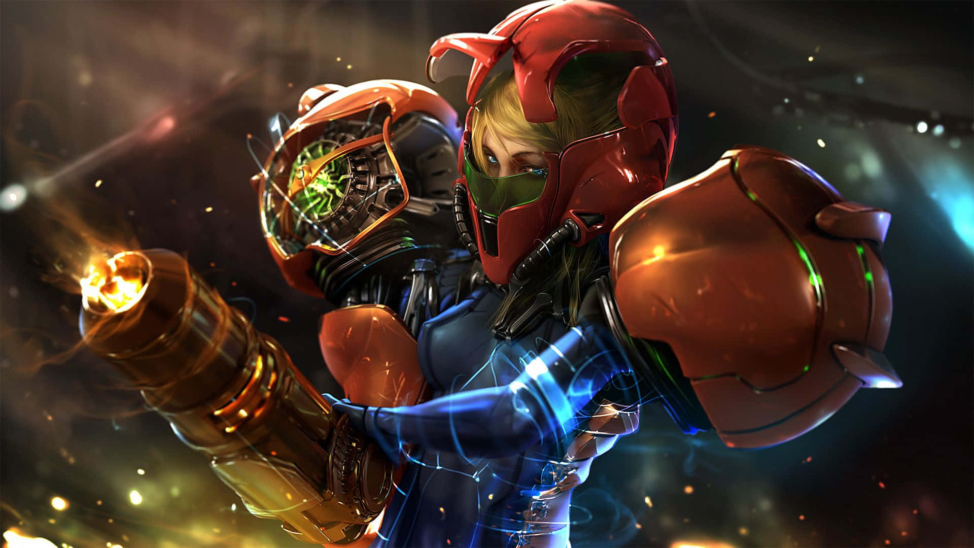 Metroid Dread, warrior, red armor, Full HD Desktop Wallpaper