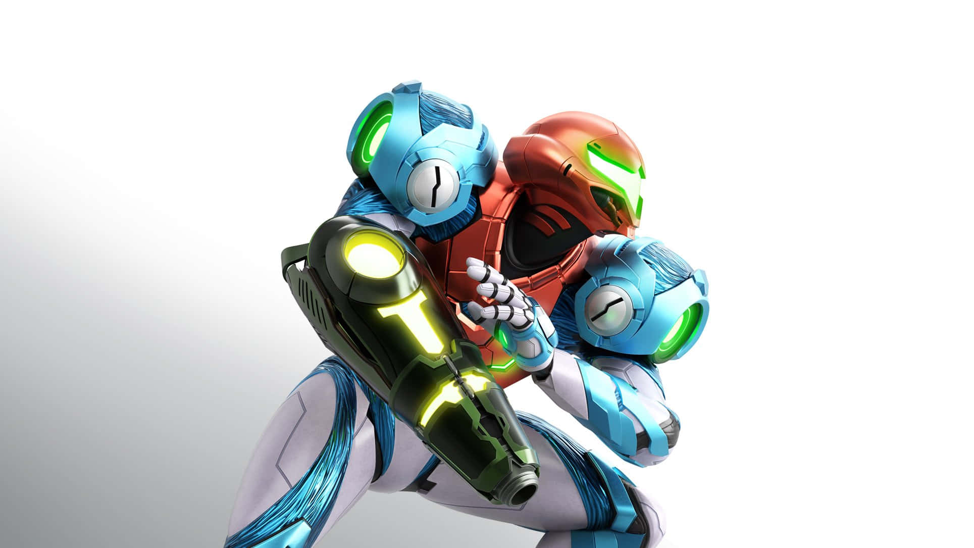 Metroid Dread, blue suit, red suit, Full HD Desktop Wallpaper