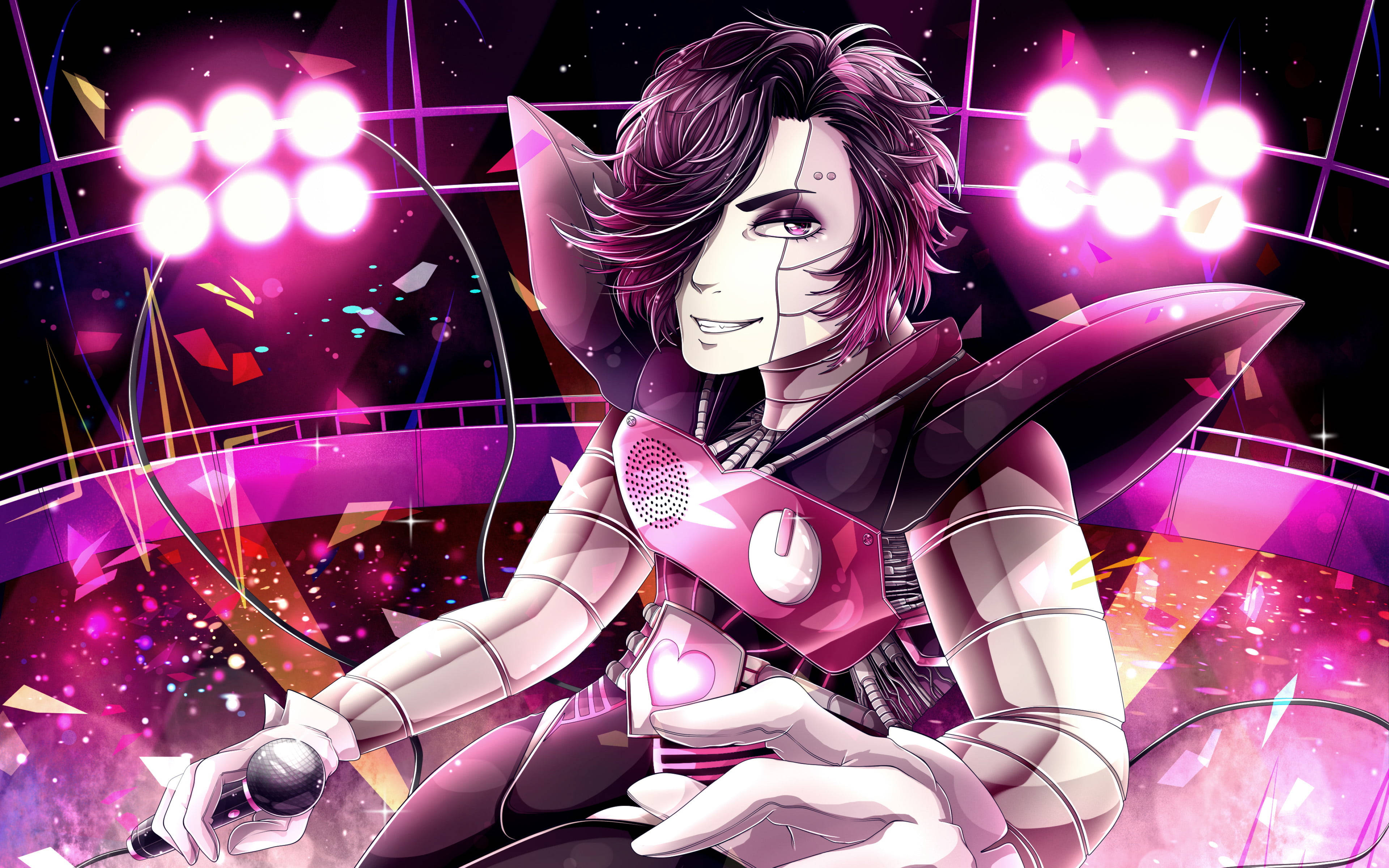 Mettaton, funky digital art, stage lights, 4K Desktop Wallpaper