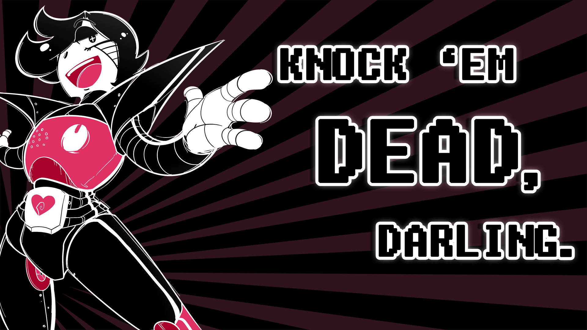 Mettaton, black and pink armor, stylized anime character, Full HD Desktop Wallpaper