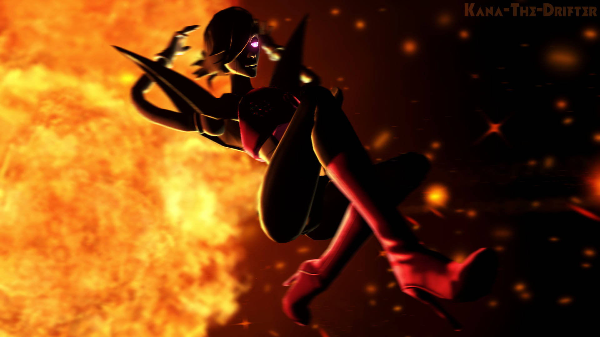 Mettaton, glowing purple eyes, red accents, Full HD Desktop Wallpaper