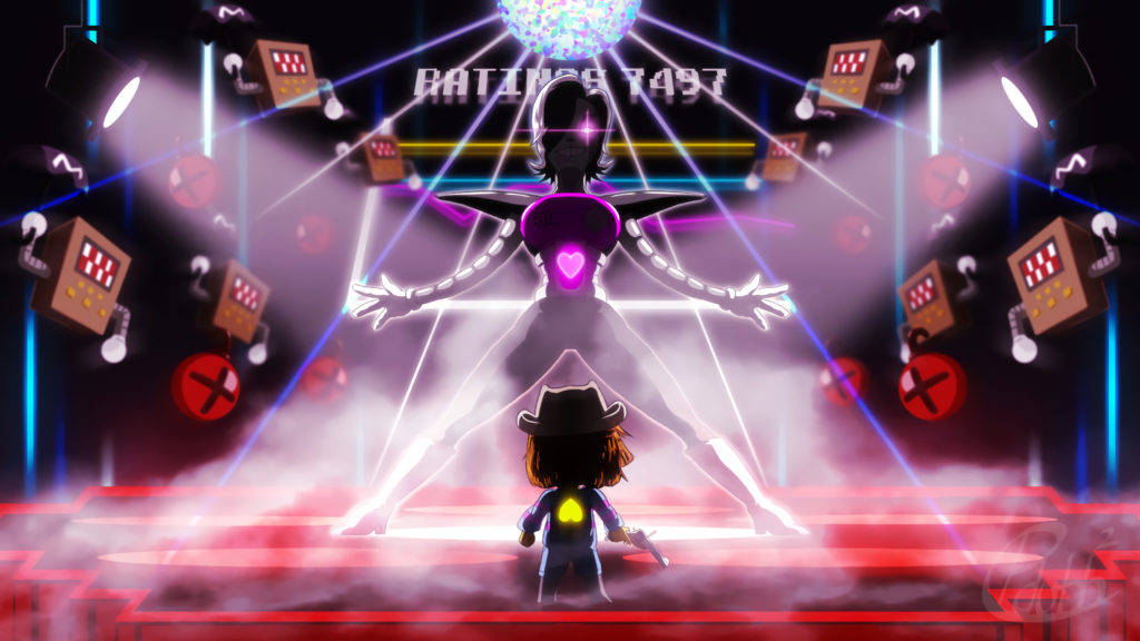 Mettaton, cowboy hat, glowing purple robot dancer, SD Desktop Wallpaper