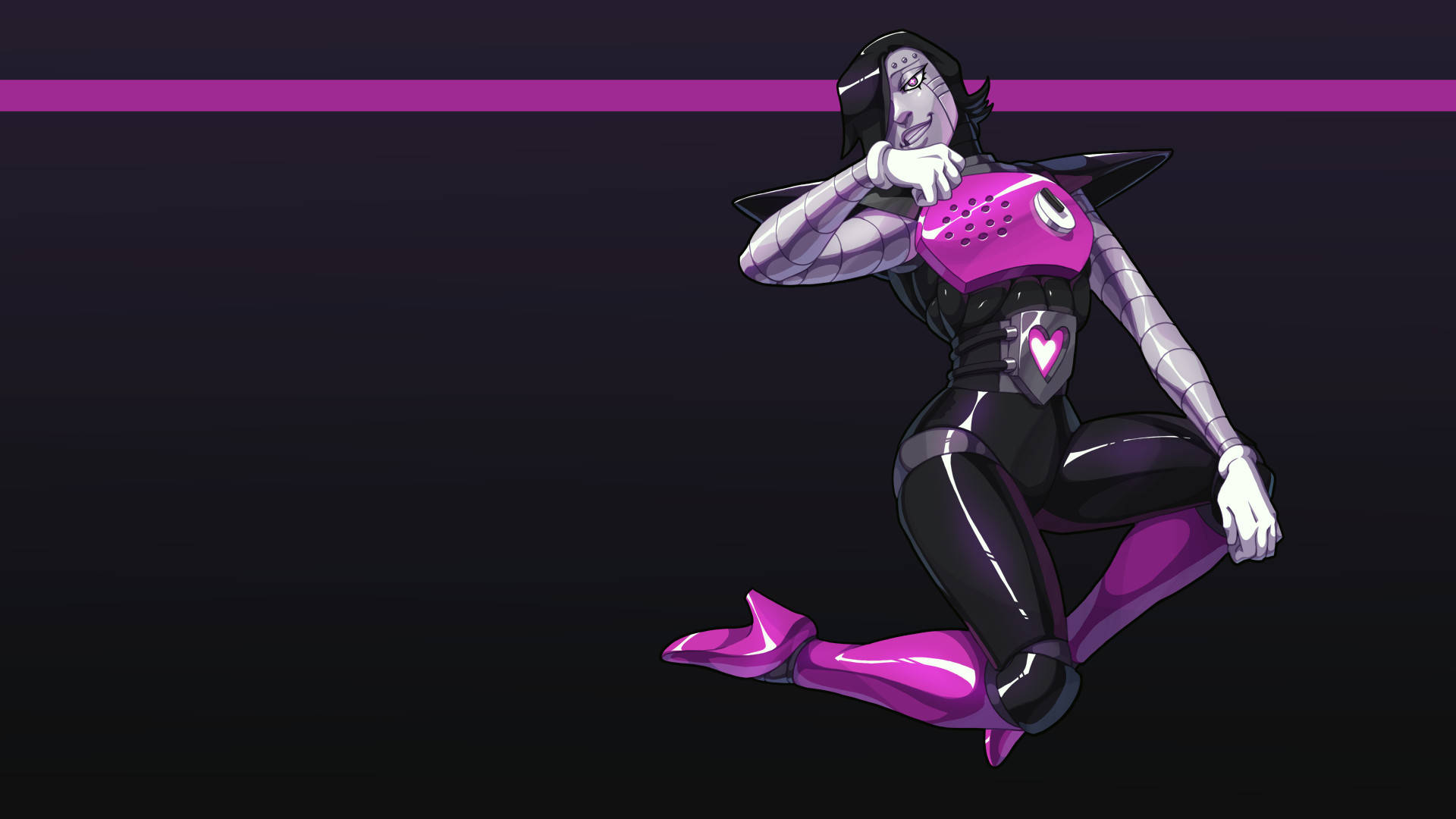 Mettaton, purple and black suit, glowing pink stripes, Full HD Desktop Wallpaper