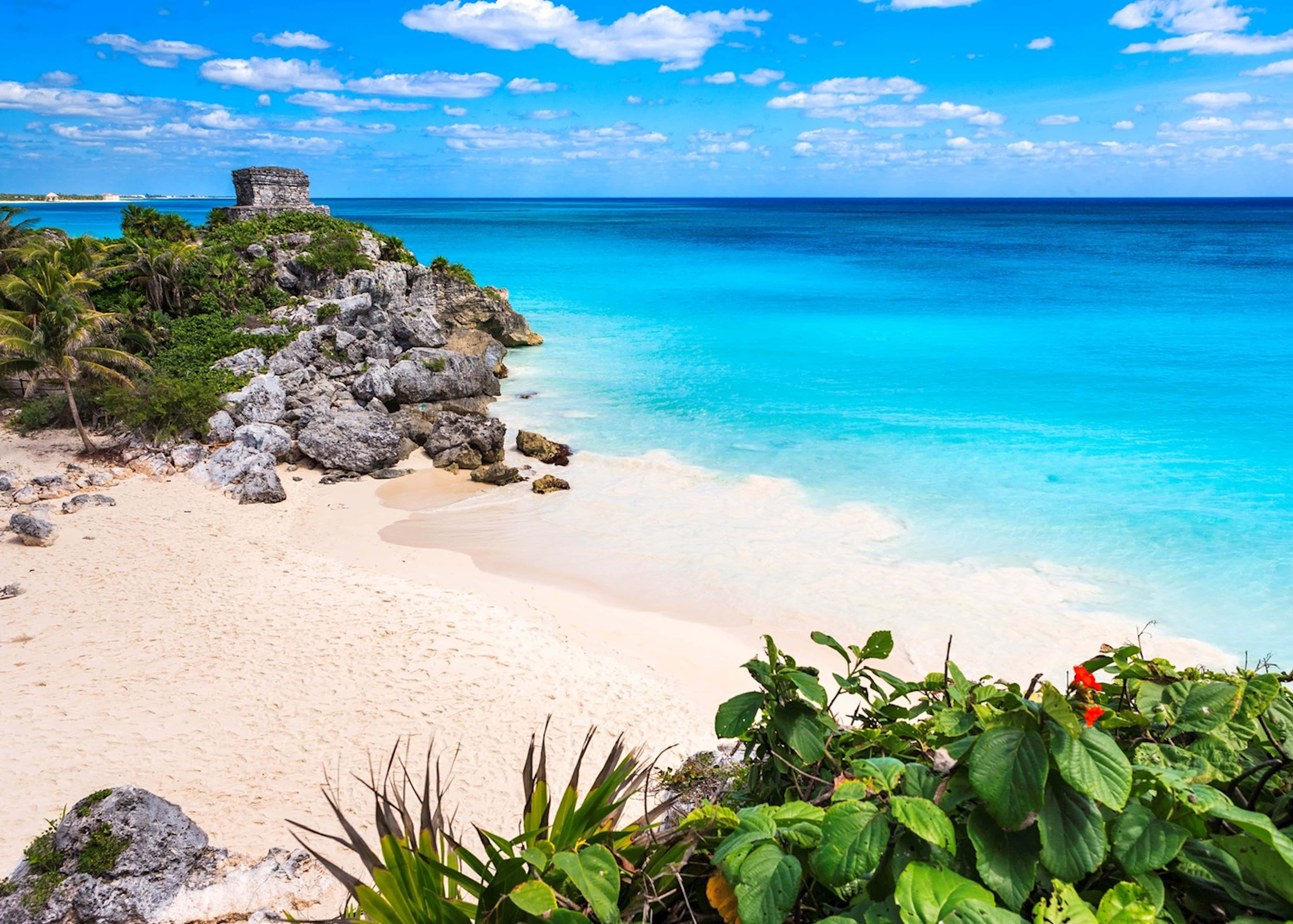 Mexican Beach, turquoise waters, white sand, 4K Desktop Wallpaper