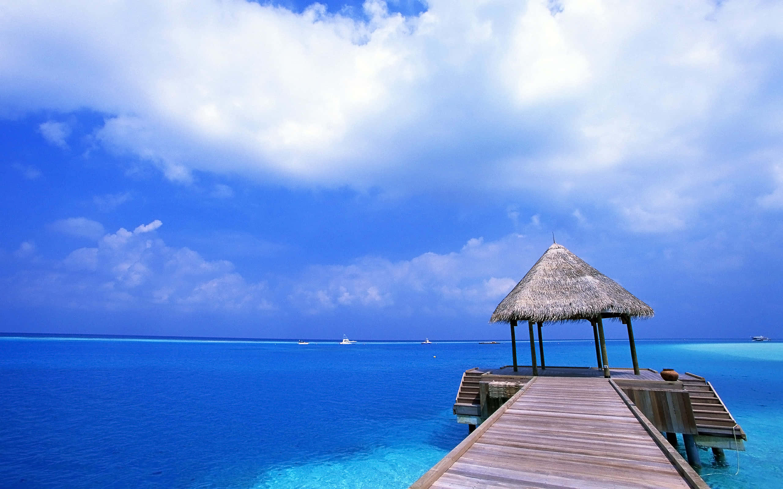 Mexican Beach, sunset, wooden pier, 2K Desktop Wallpaper