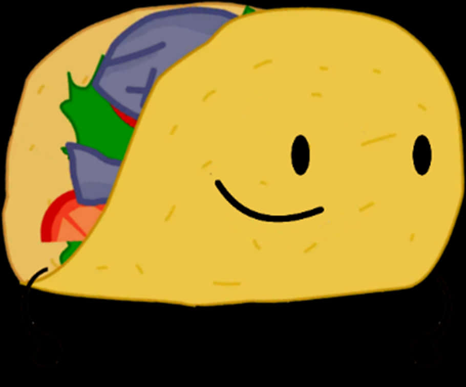 smiling cartoon taco, yellow shell, colorful fillings, SD Desktop Wallpaper