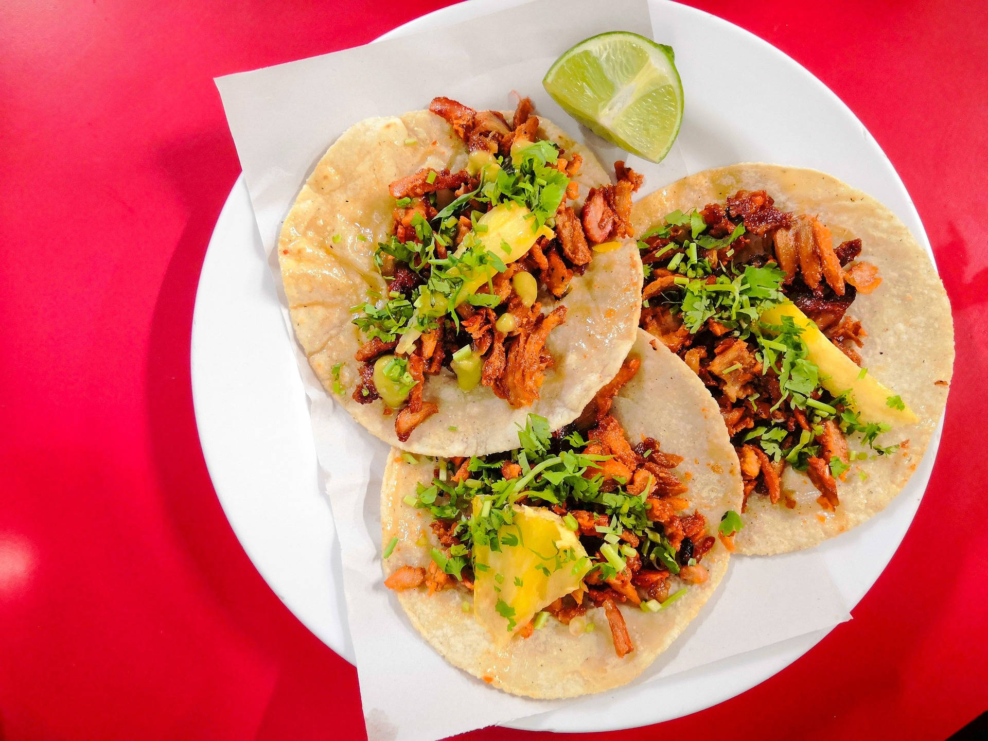 tacos al pastor, pineapple slices, shredded meat, Full HD Desktop Wallpaper