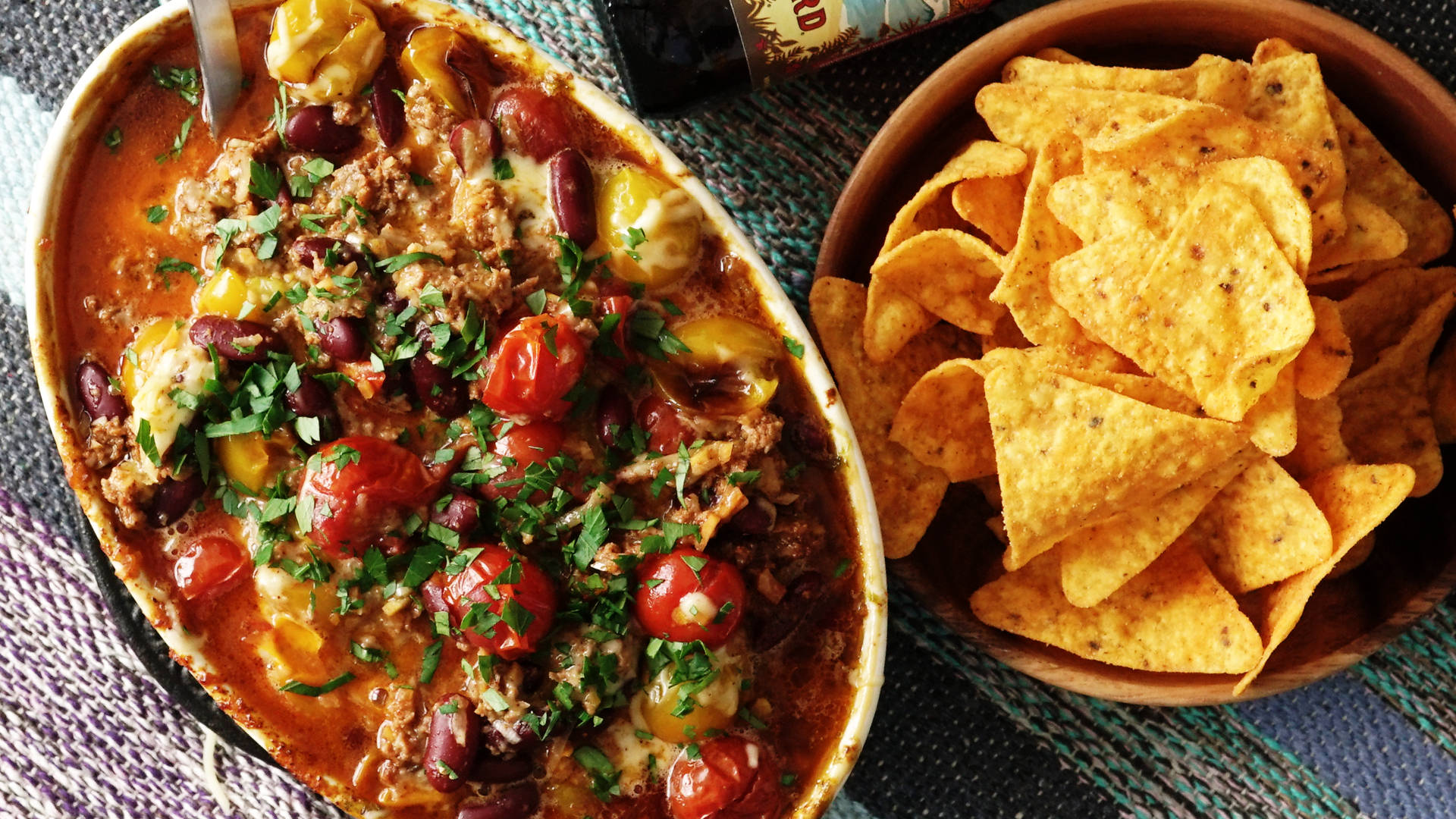 chili con carne, cheese, cherry tomatoes, Full HD Desktop Wallpaper