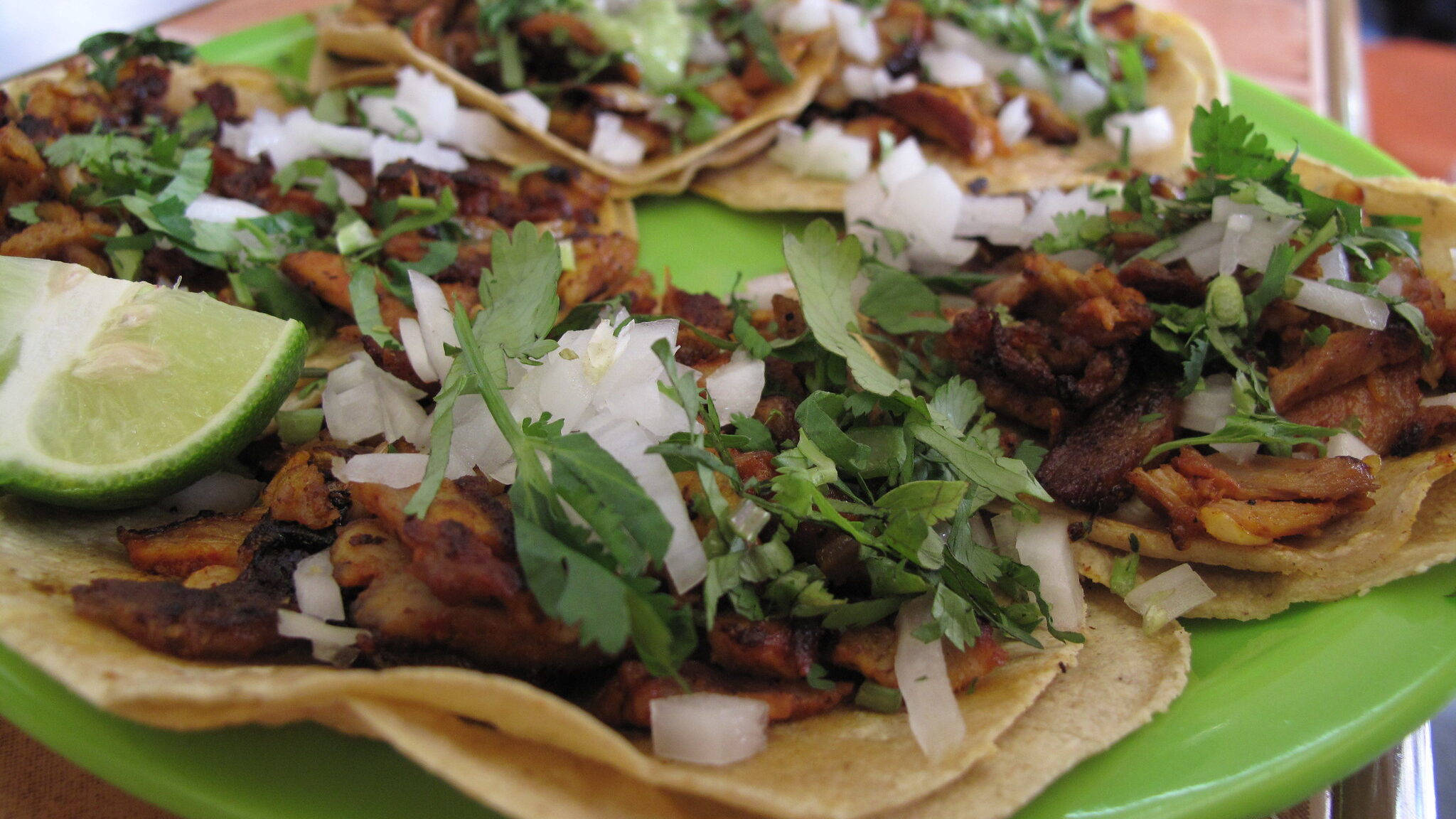 tacos al pastor, fresh cilantro, charred meat, Full HD Desktop Wallpaper