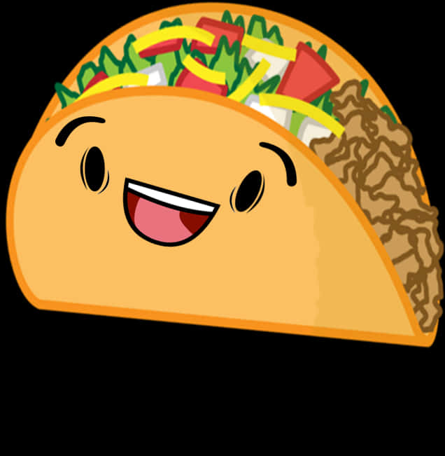 Happy Cartoon Taco, smiling face, colorful fillings, SD Phone Wallpaper