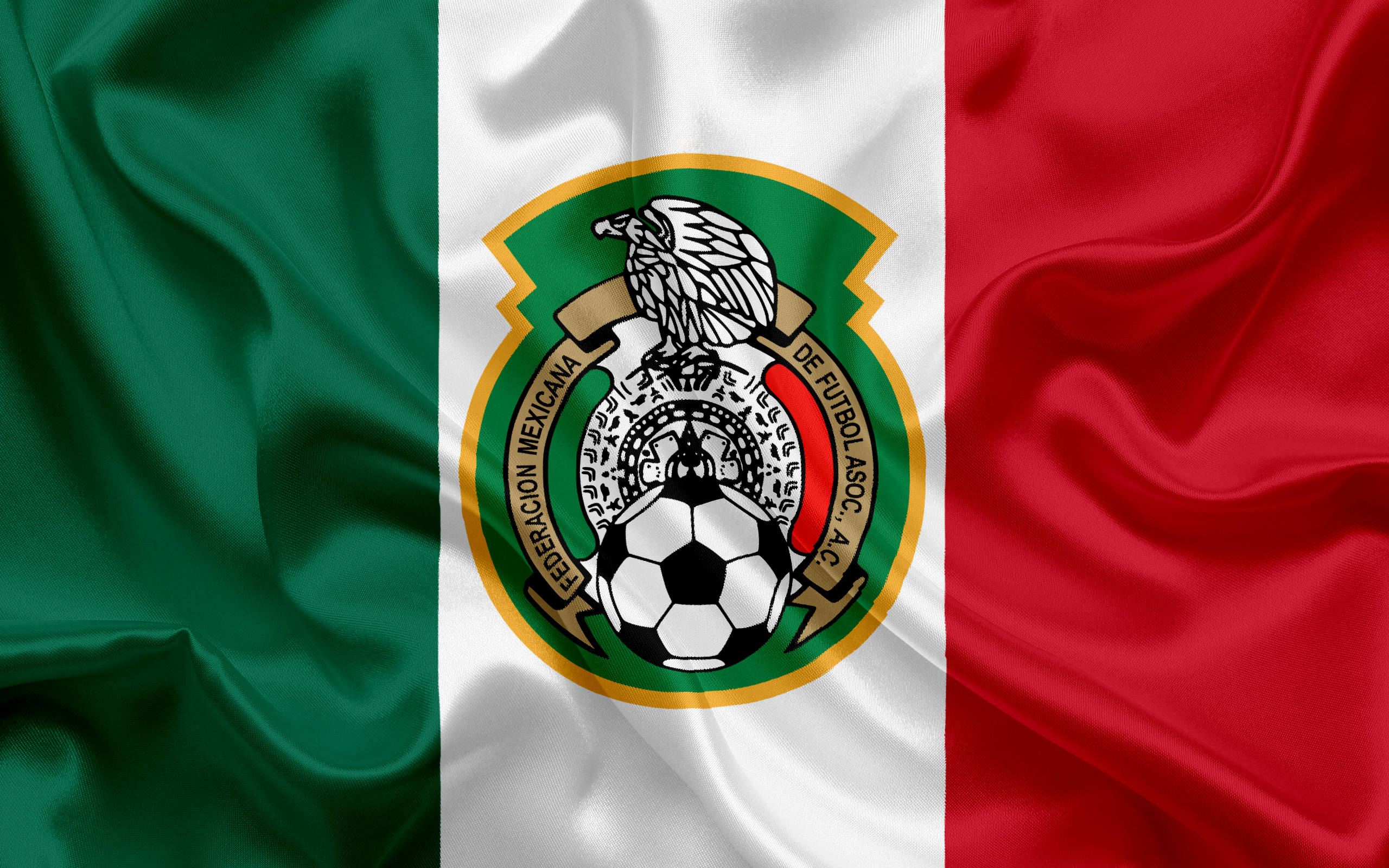 Mexico National Football Team, glossy flag, green white and red stripes, 2K Desktop Wallpaper