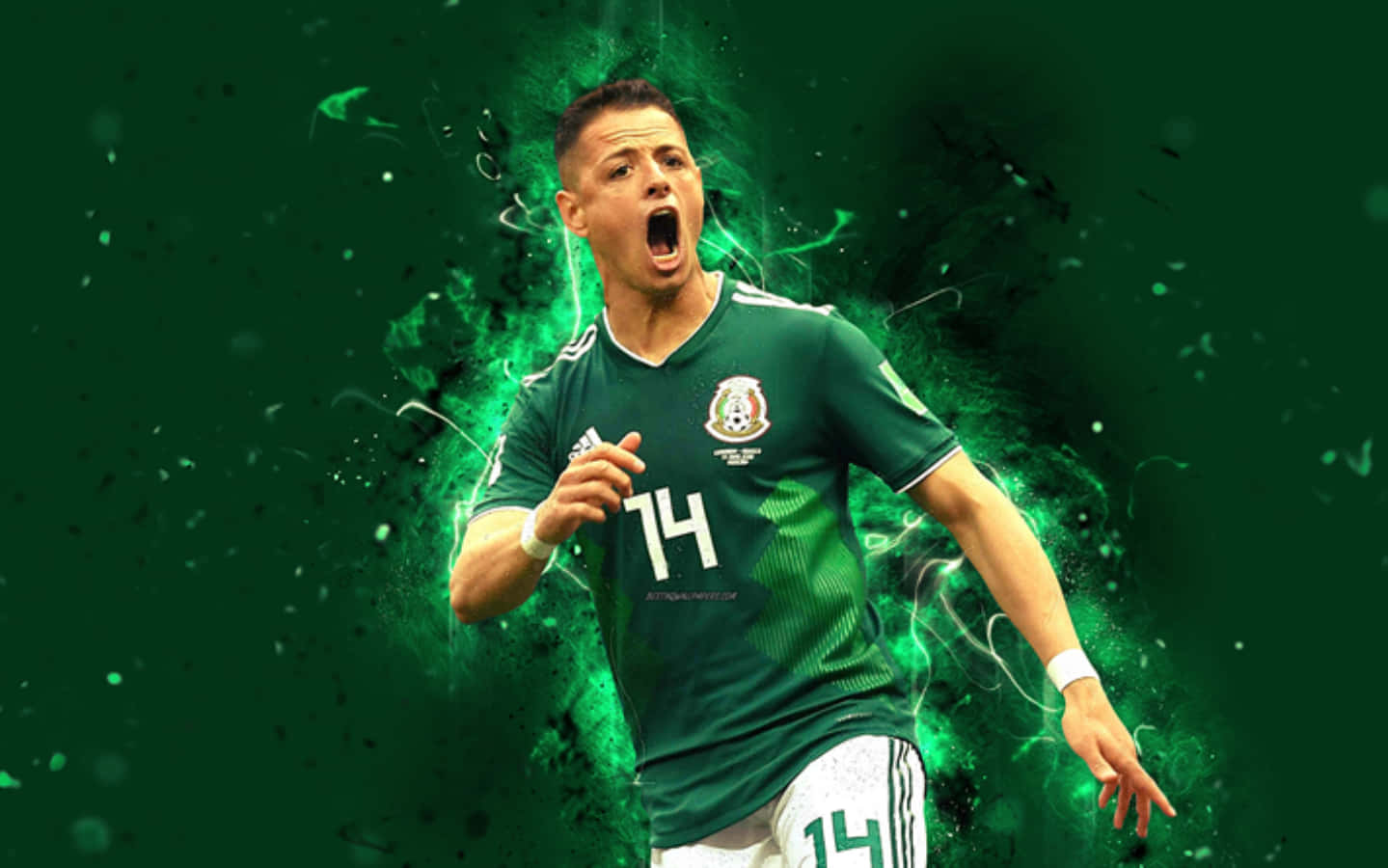 Mexico Soccer, green jersey, number 14, HD Desktop Wallpaper