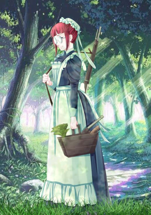 Mey-rin, red-haired anime girl, maid outfit, SD Phone Wallpaper
