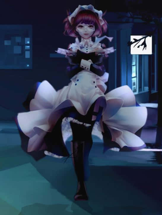 Mey-rin, maid outfit, dim blue lighting, SD Phone Wallpaper