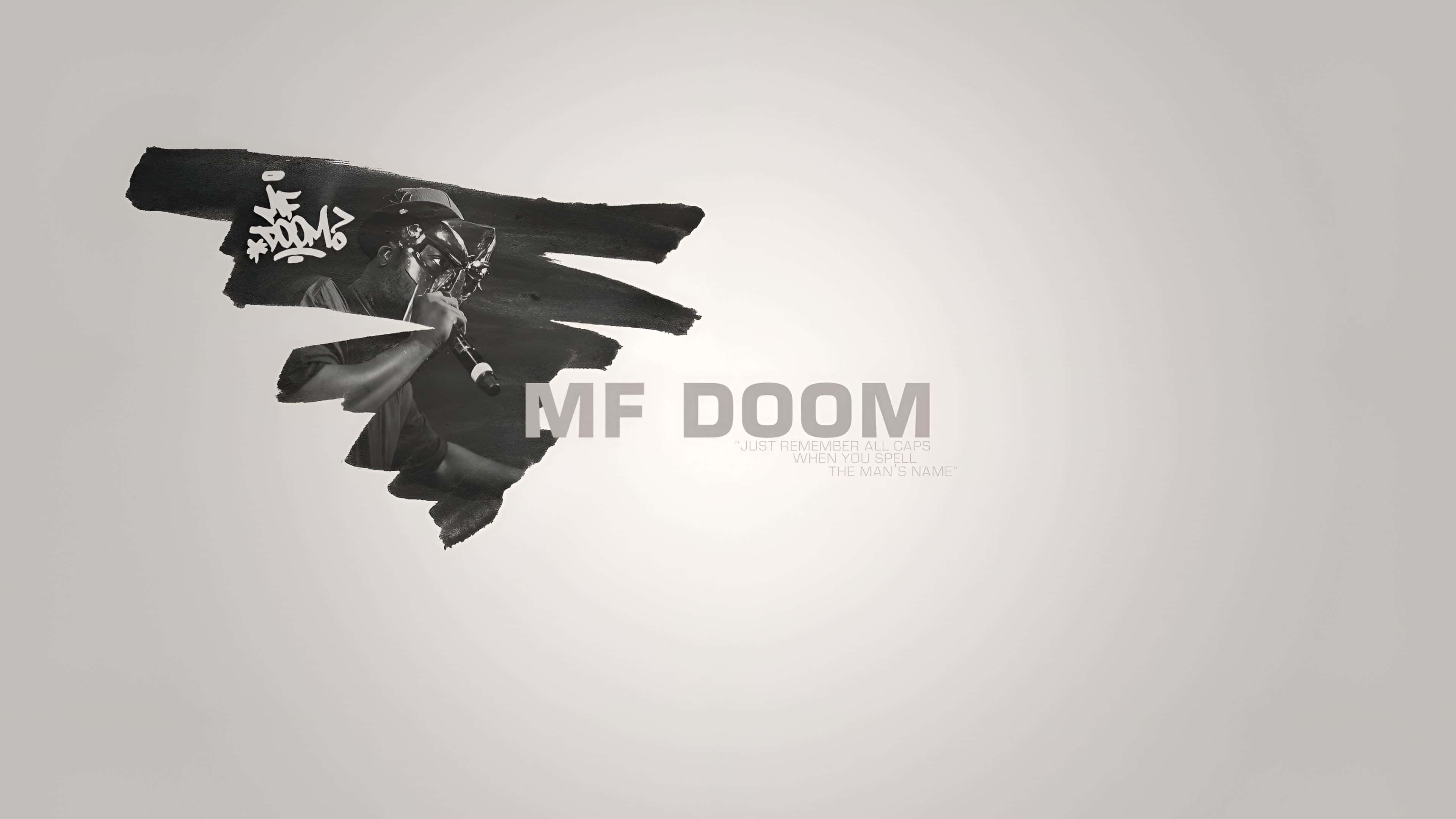 M F Doom Logo, monochrome stylized portrait, MF DOOM, 4K Desktop Wallpaper