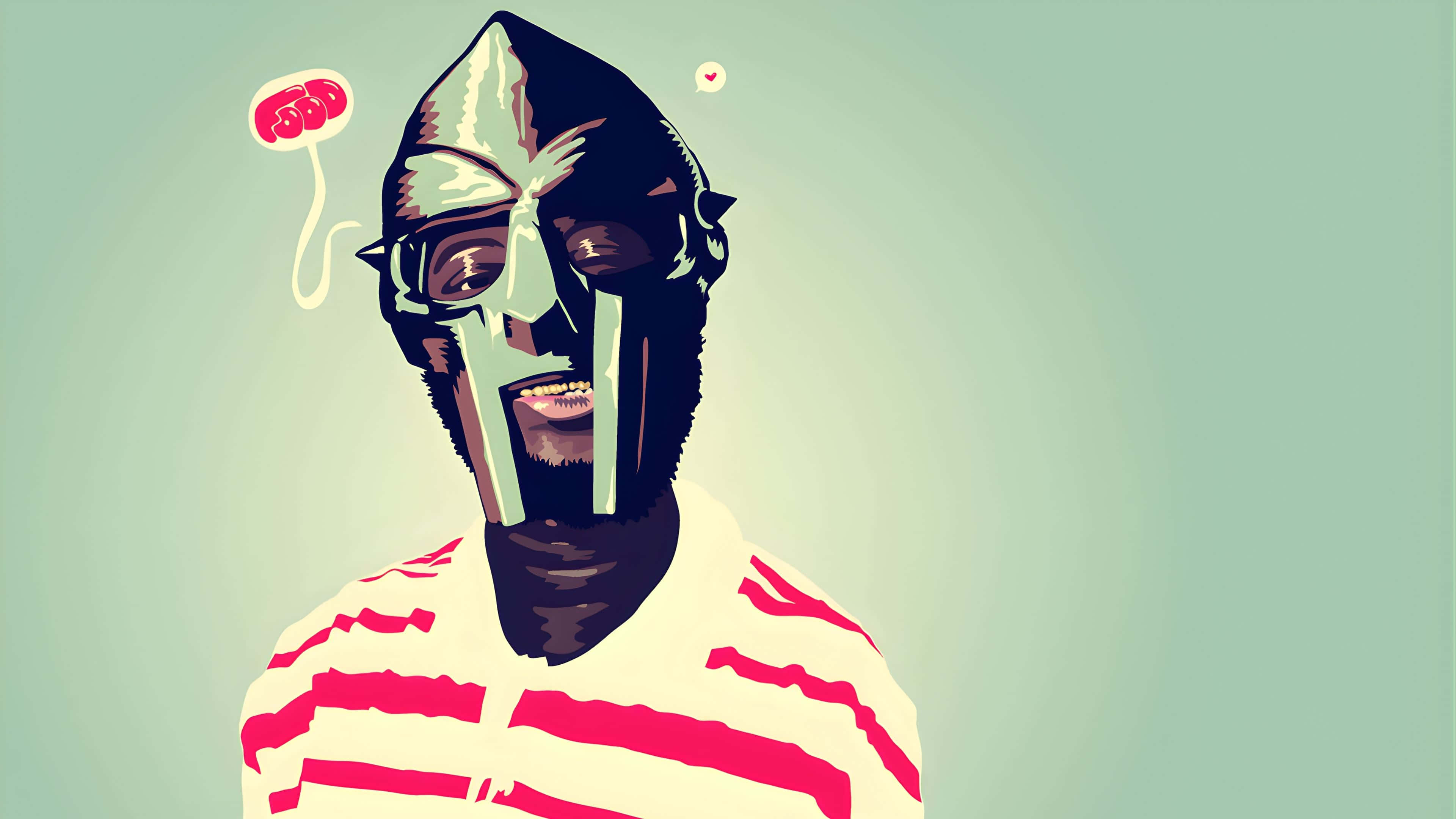 M F Doom, striped shirt, green helmet, 4K Desktop Wallpaper