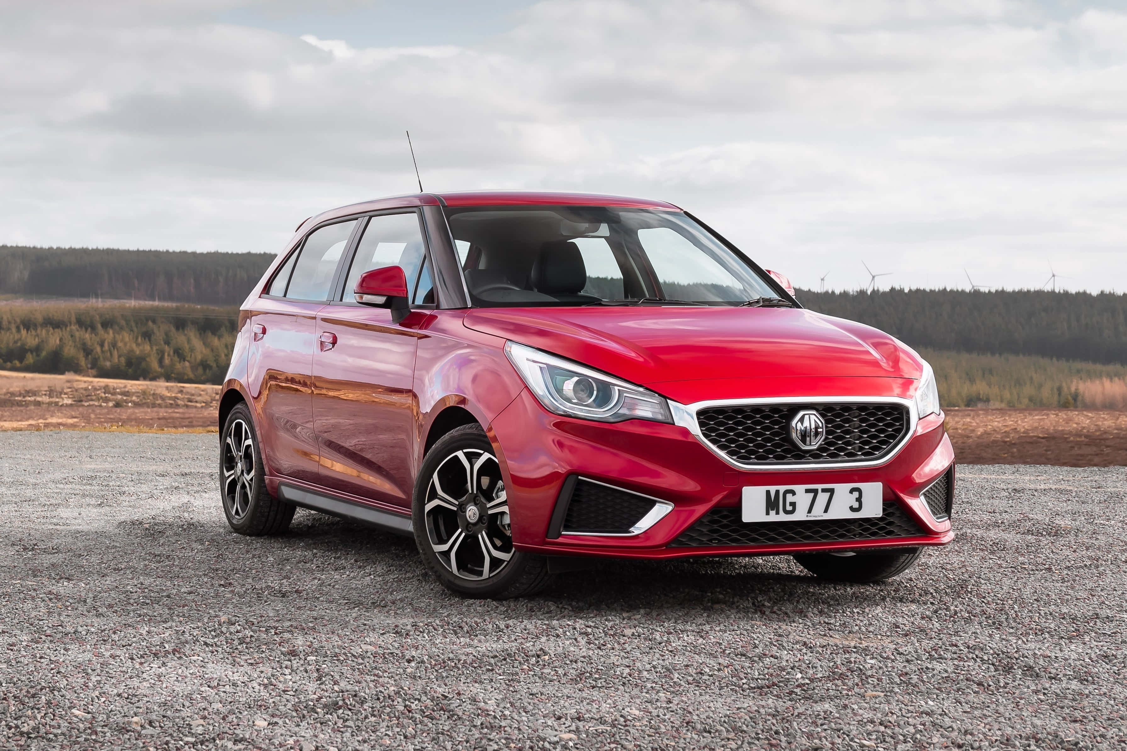 MG 3, glossy red, hatchback, 2K Desktop Wallpaper