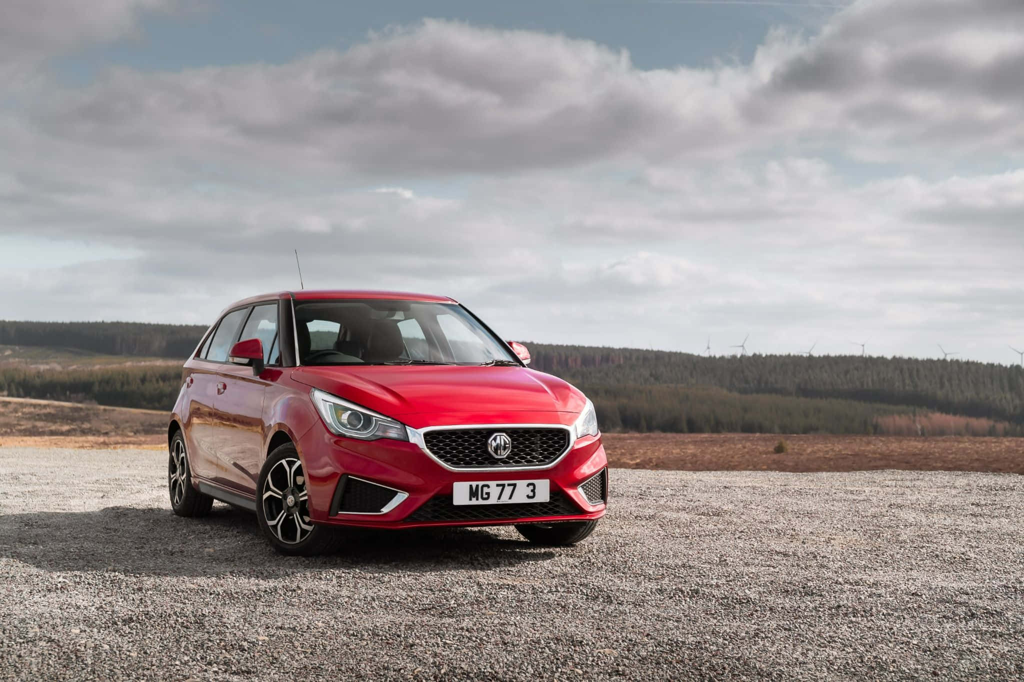 MG 3, vibrant red, gravel field, Full HD Desktop Wallpaper