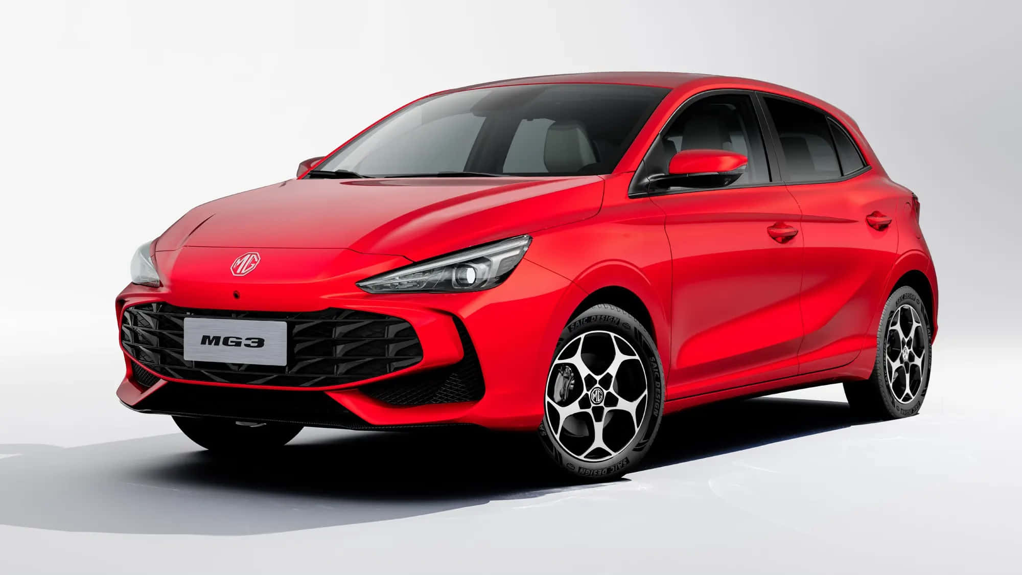 red MG3 hatchback, studio lights, clean white background, Full HD Desktop Wallpaper