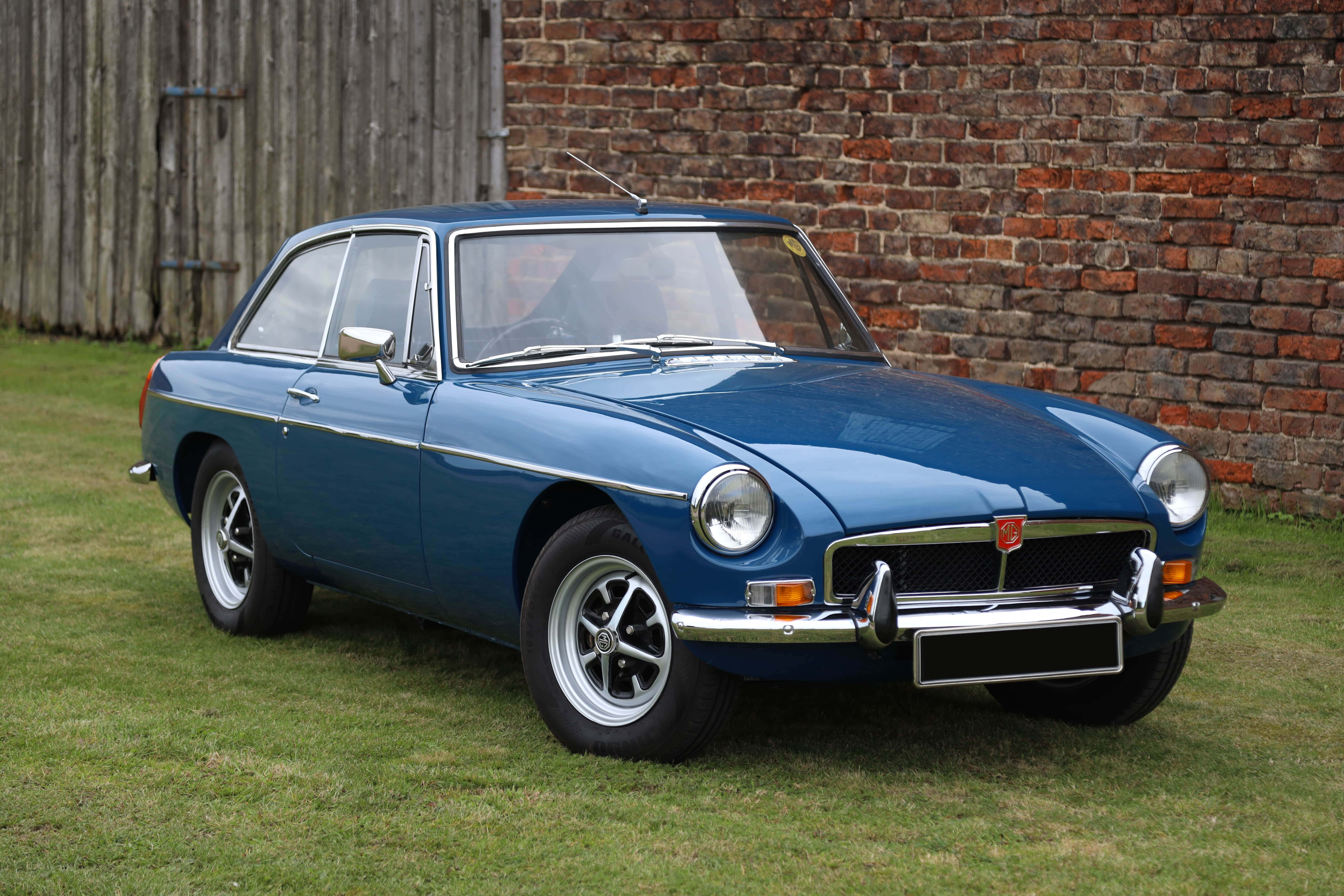 MG GT, classic blue, grassy lawn, 5K Desktop Wallpaper