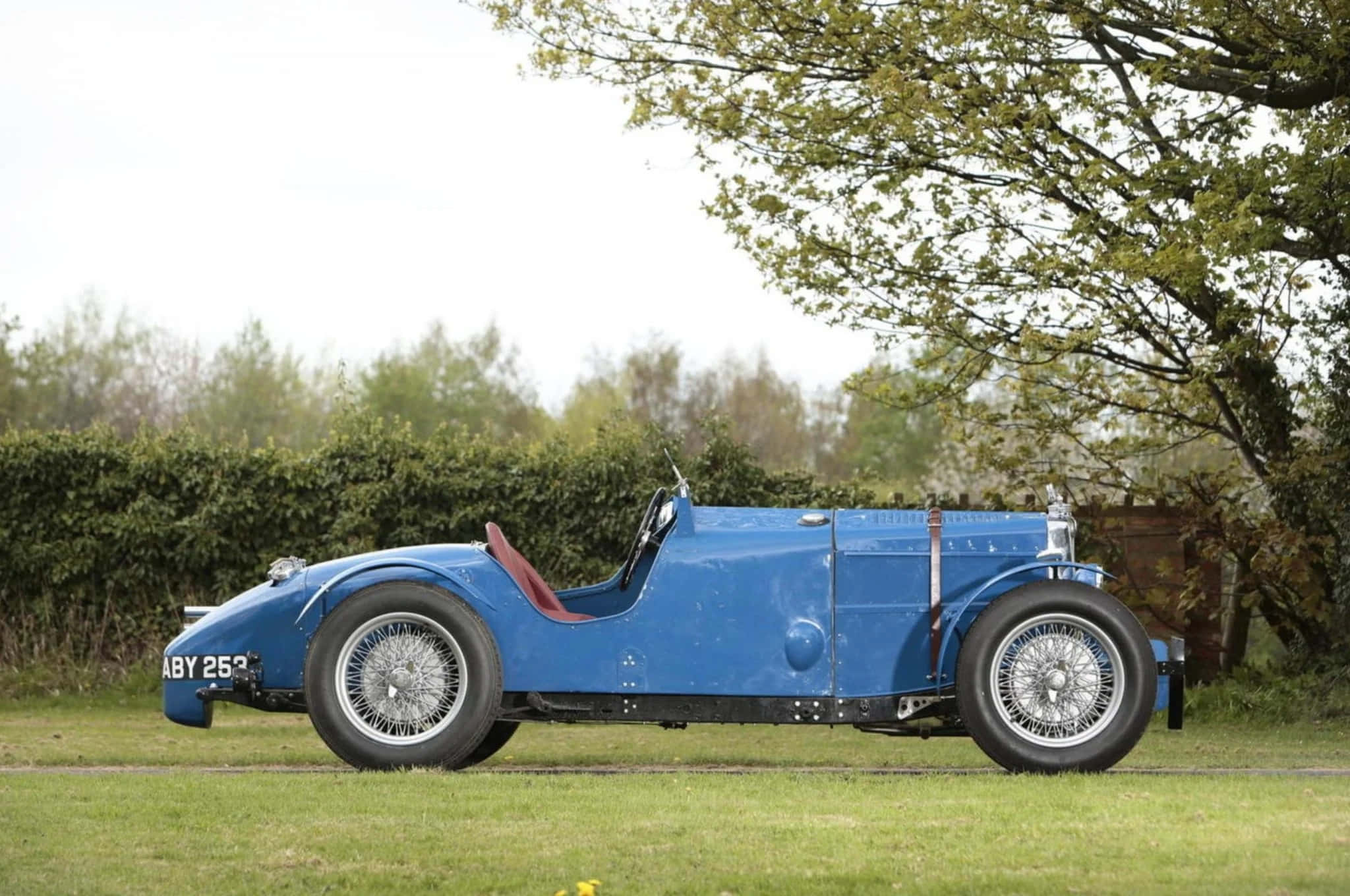MG Magnette, vintage blue sports car, wire wheels, Full HD Desktop Wallpaper