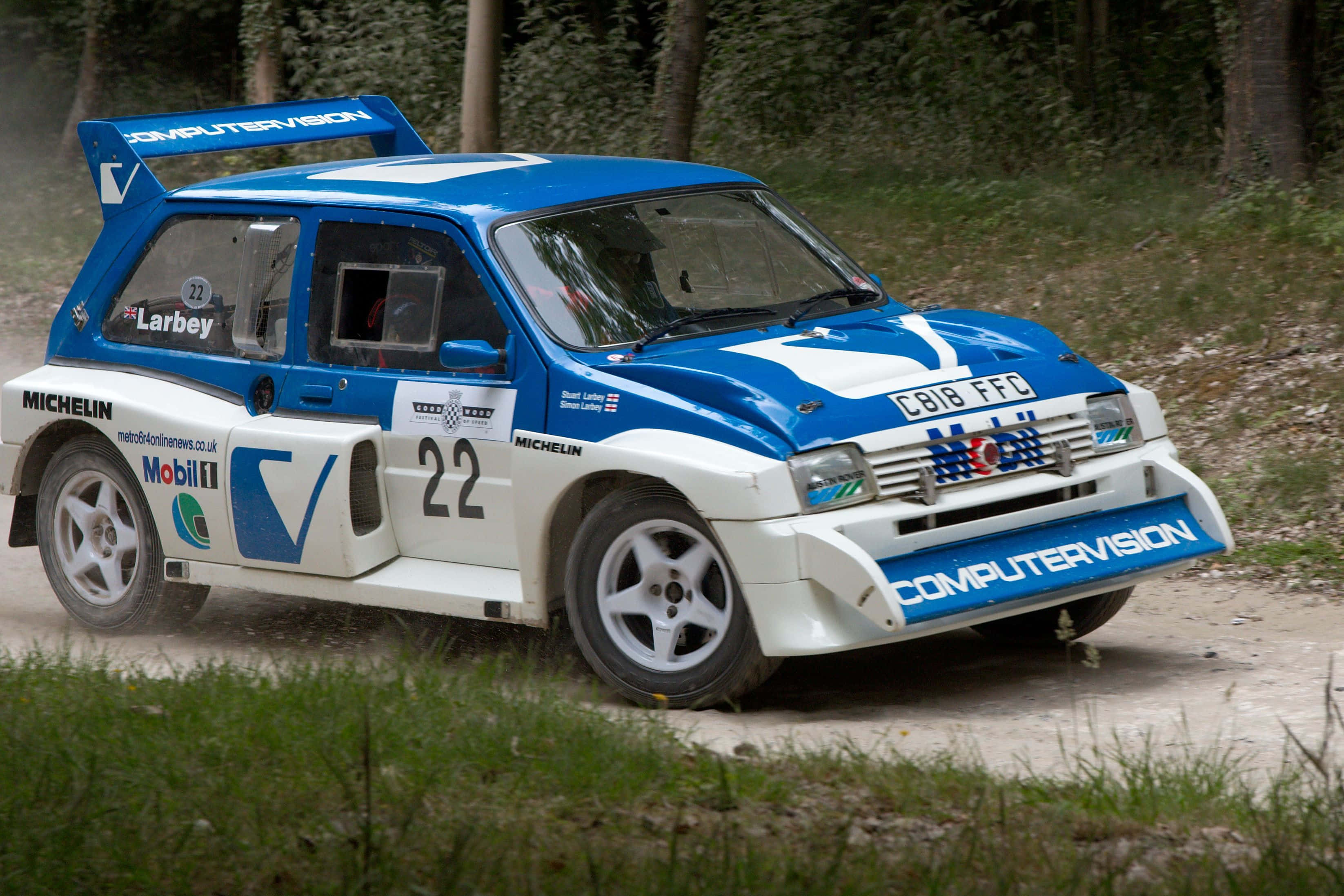 Mg Metro 6r4, rally car, blue and white, 2K Desktop Wallpaper