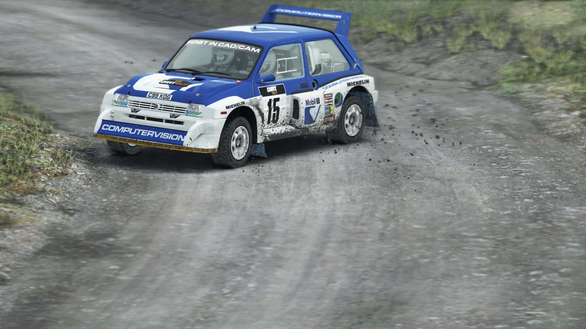 Mg Metro 6r4, blue and white rally car, numbered 15, Full HD Desktop Wallpaper