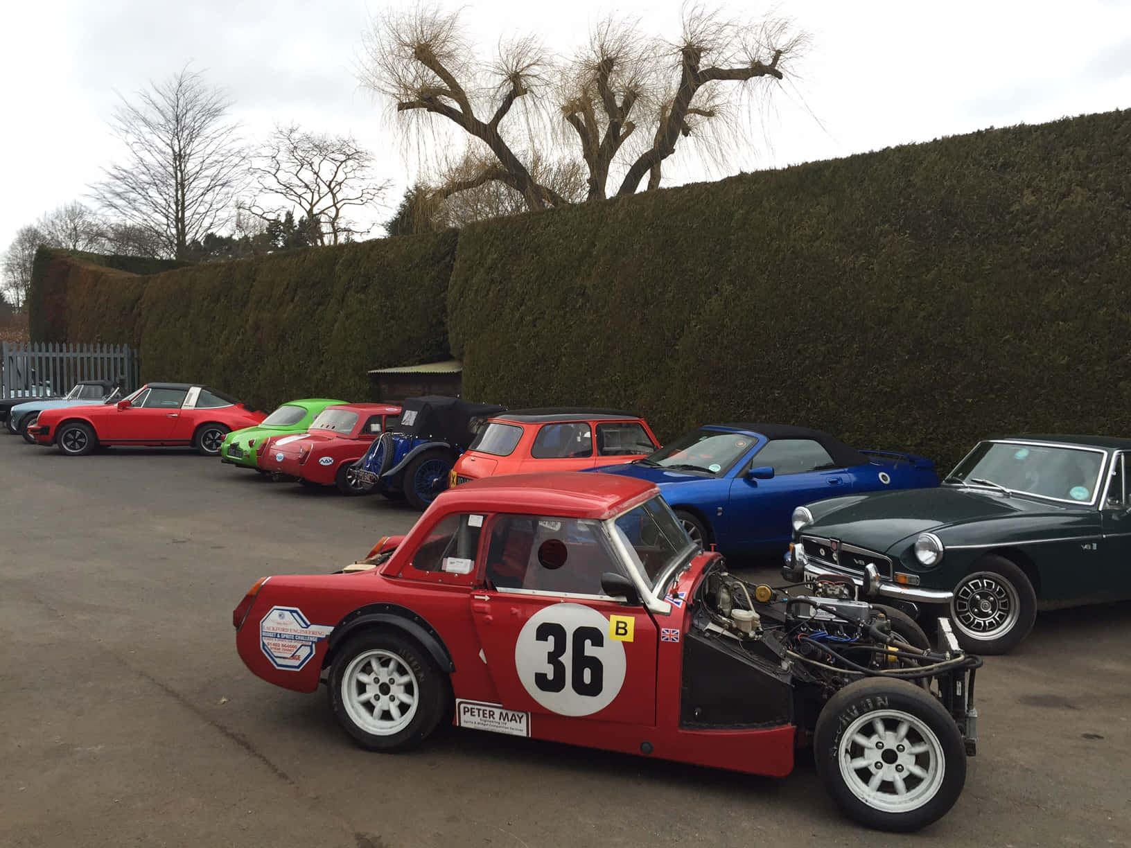 MG Midget, red race-prepped classic car, number 36, HD Desktop Wallpaper