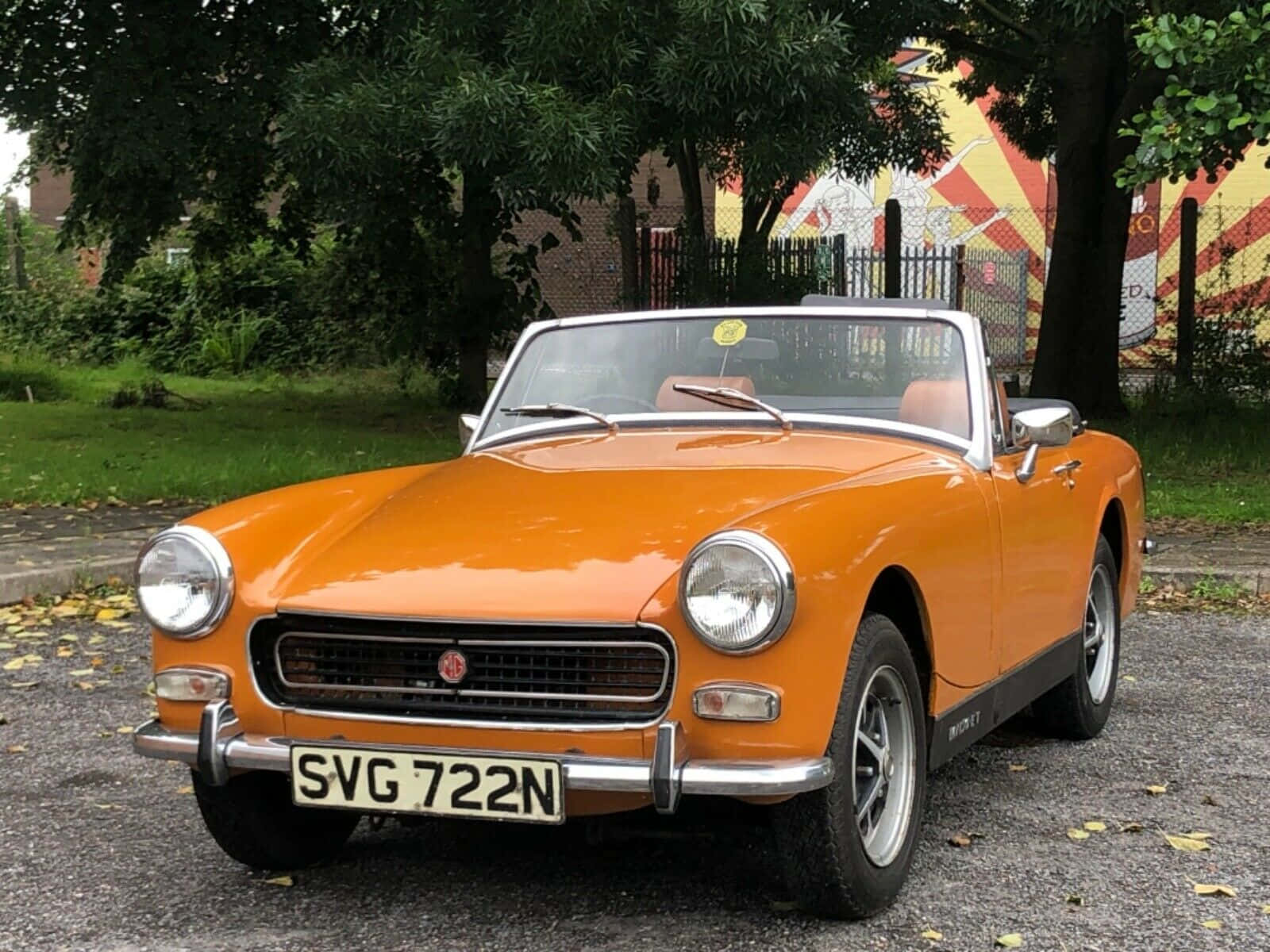 MG Midget, classic convertible sports car, vibrant orange, HD Desktop Wallpaper