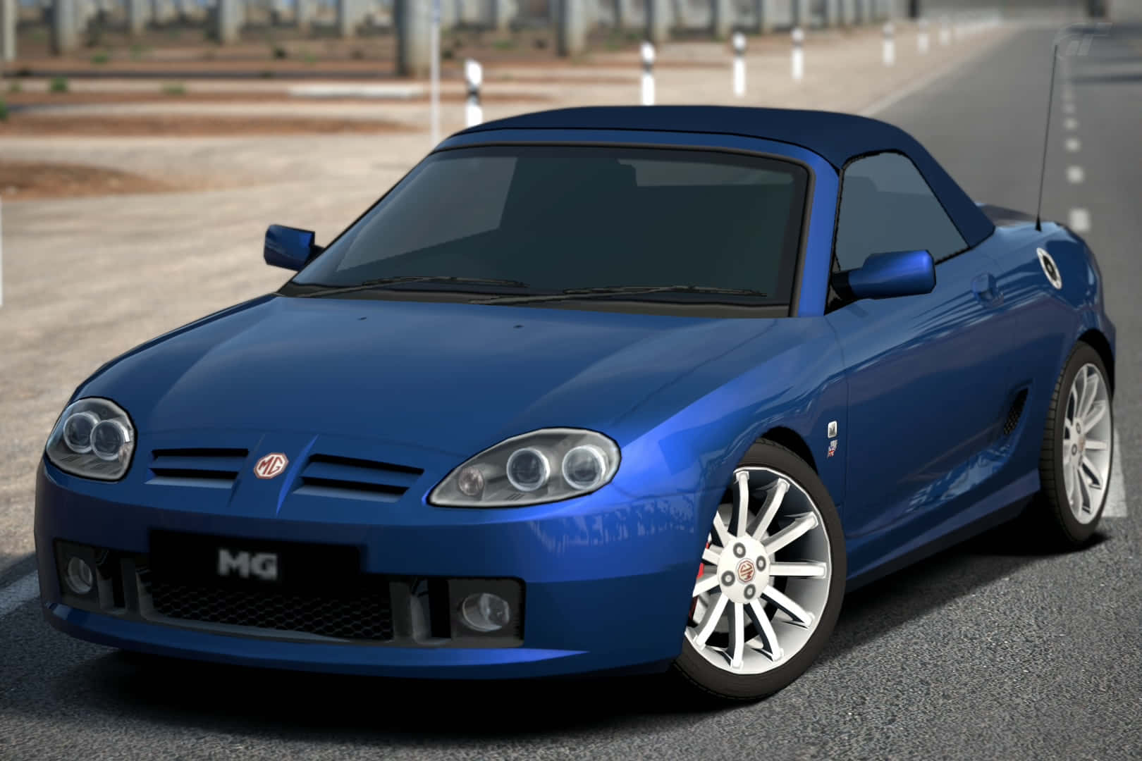 MG TF, glossy blue, convertible sports car, HD Desktop Wallpaper