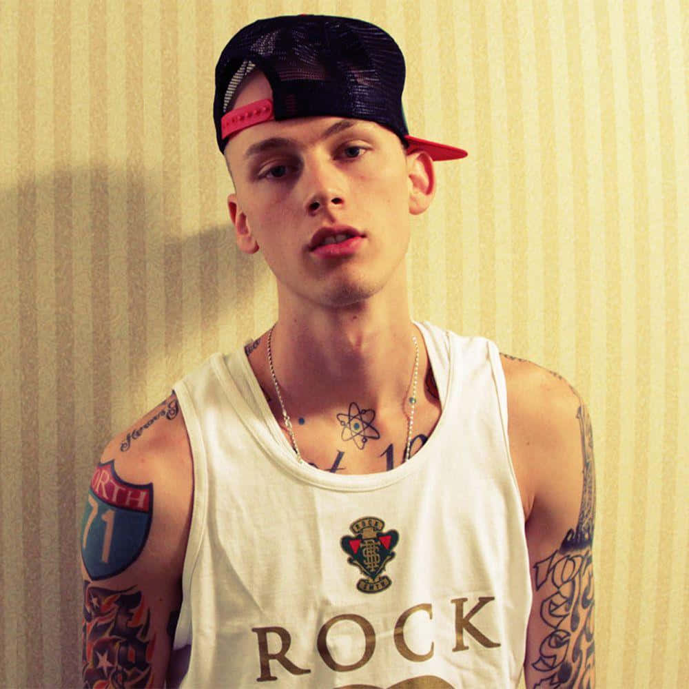 MGK, white tank top, black cap, SD Desktop Wallpaper