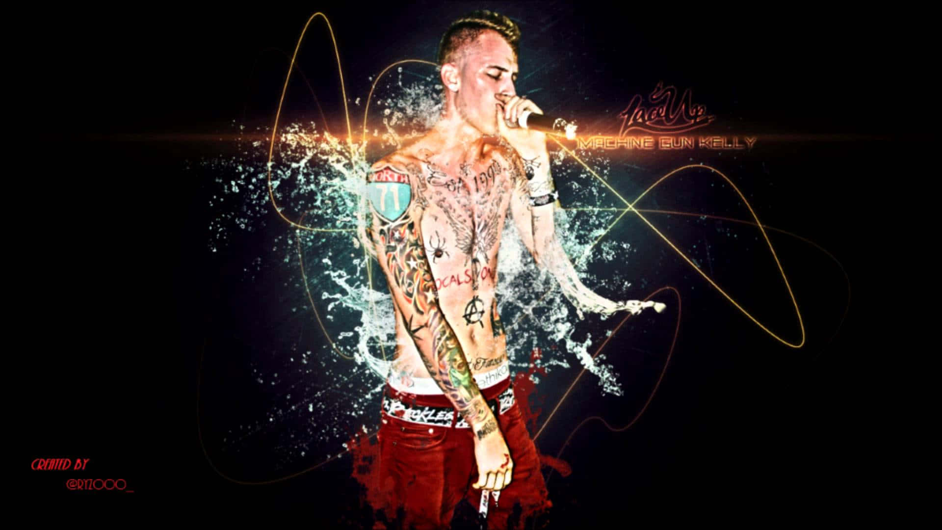 MGK, tattooed man, mic, Full HD Desktop Wallpaper