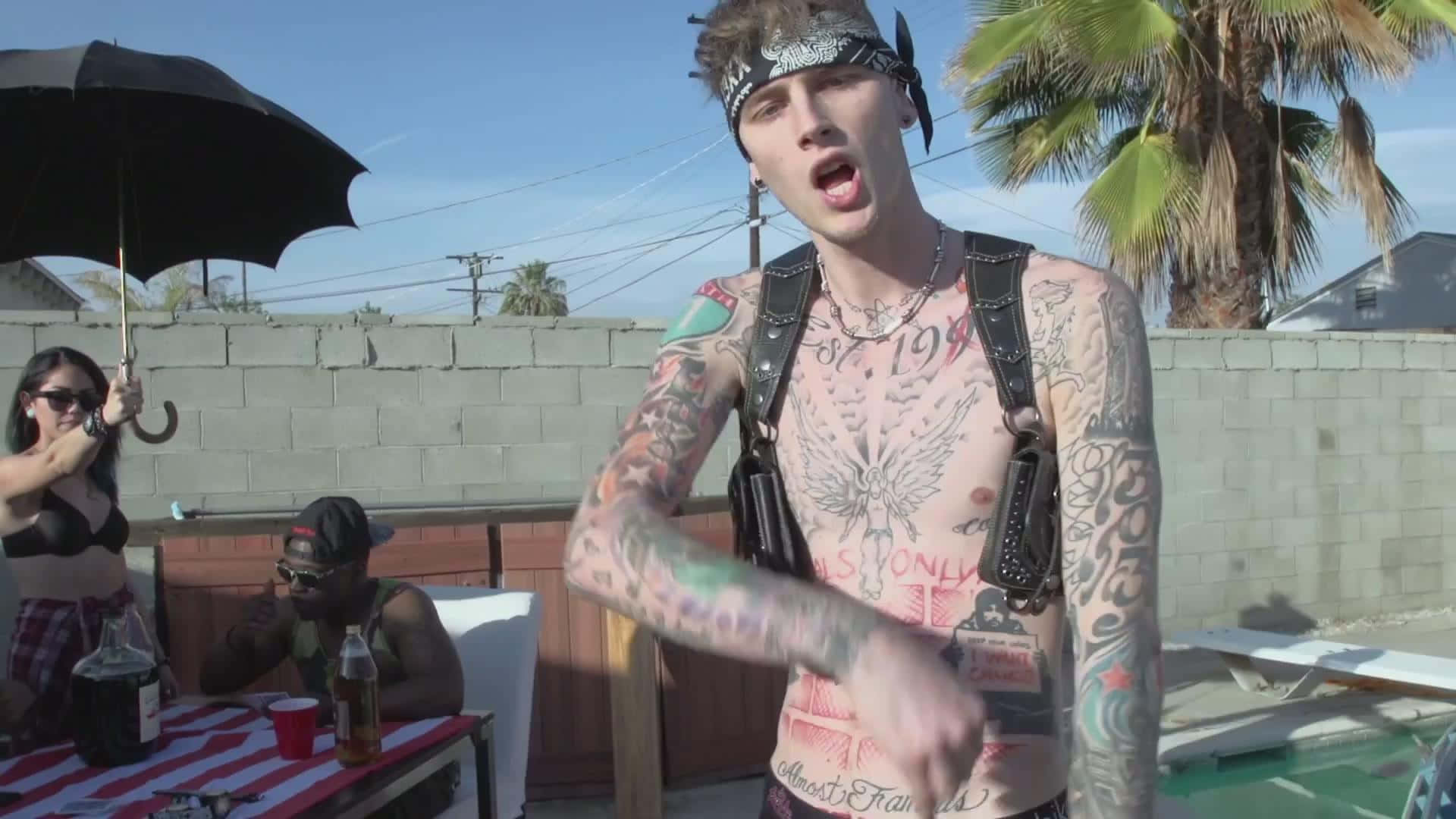 MGK, tattooed man, bandana, Full HD Desktop Wallpaper