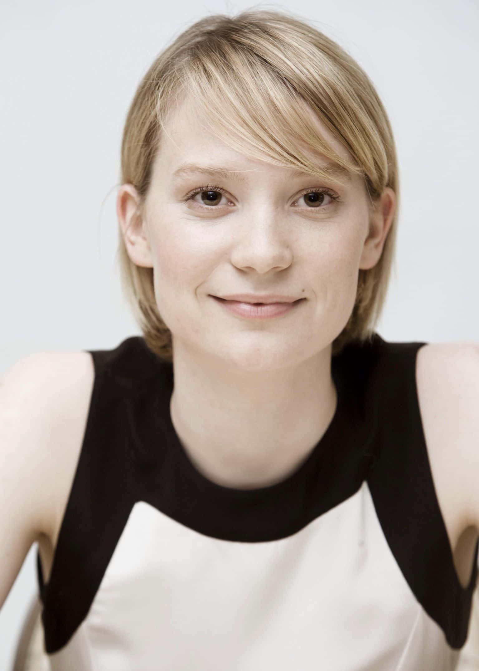 Mia Wasikowska, short blonde hair, plain white background, Full HD Phone Wallpaper