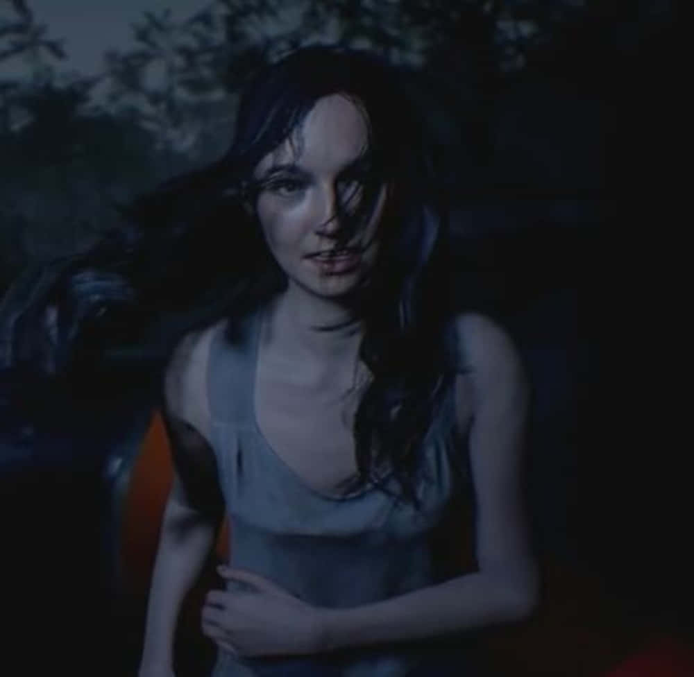 Mia Winters, dark hair, dim blue light, SD Desktop Wallpaper