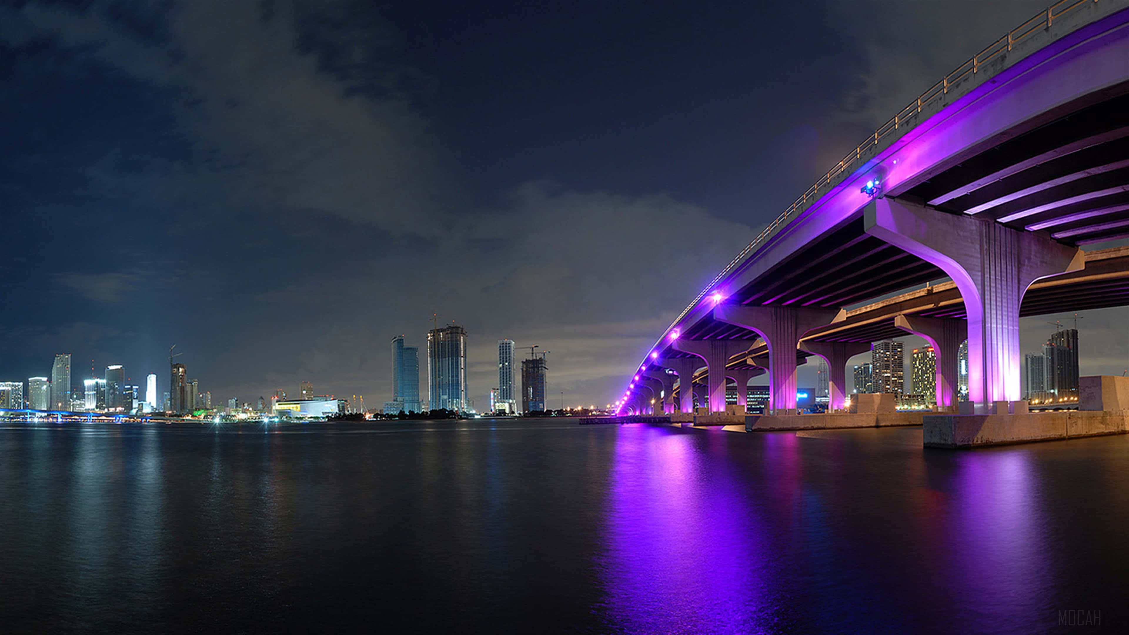 Miami, skyline, calm waterway, 4K Desktop Wallpaper