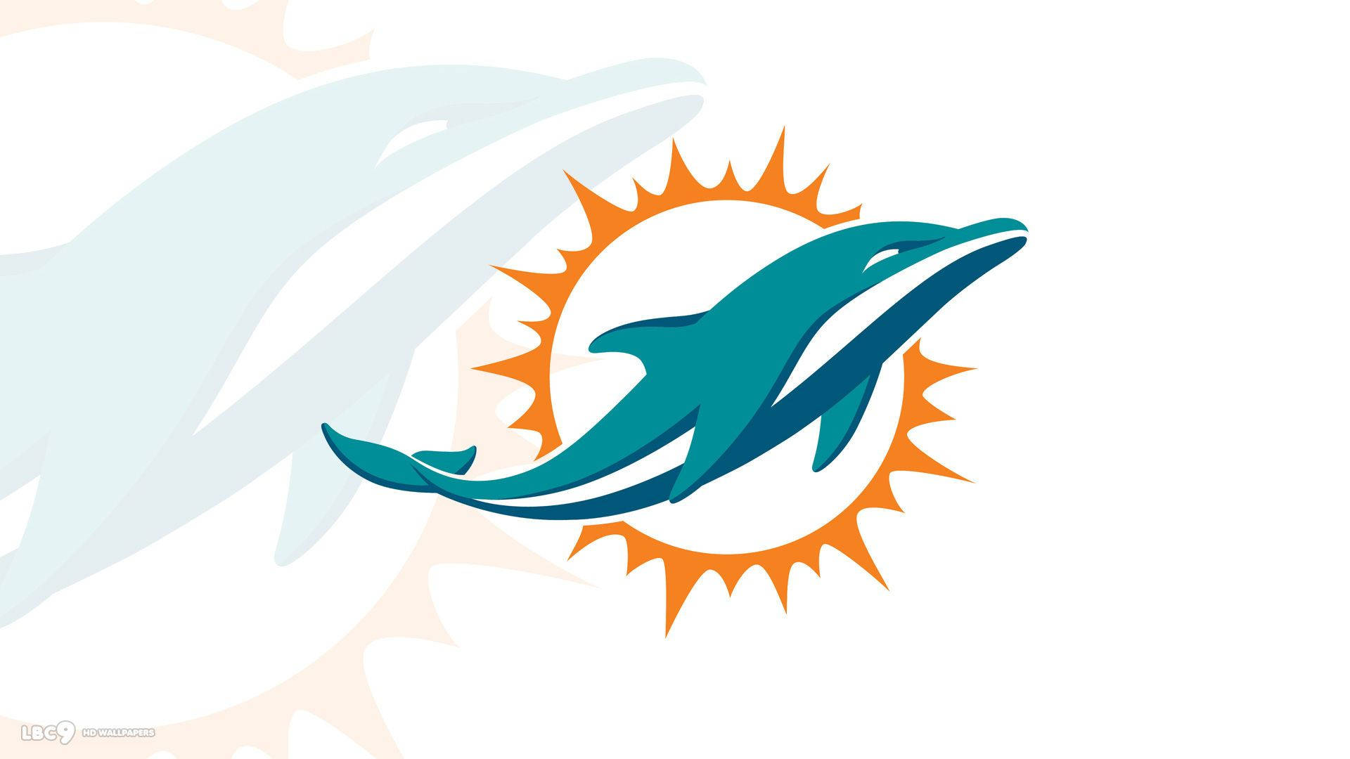 Miami Dolphins, teal dolphin, orange sunburst logo, Full HD Desktop Wallpaper