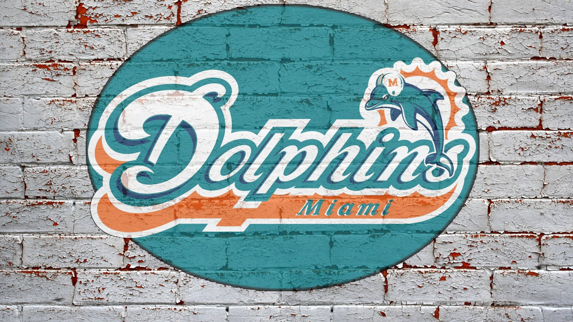 Miami Dolphins, teal, orange, Full HD Desktop Wallpaper