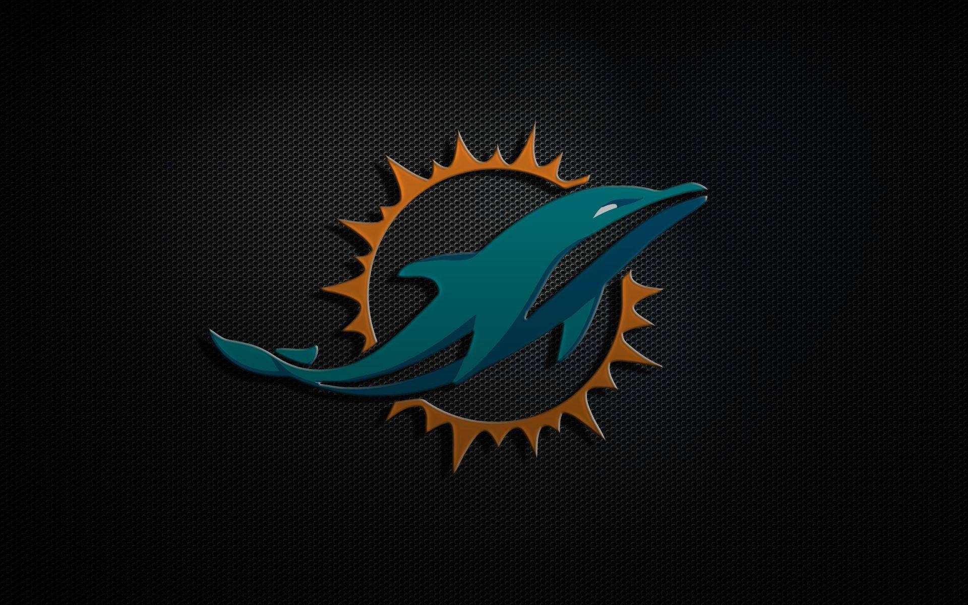 Miami Dolphins, teal dolphin logo, orange sunburst design, Full HD Desktop Wallpaper