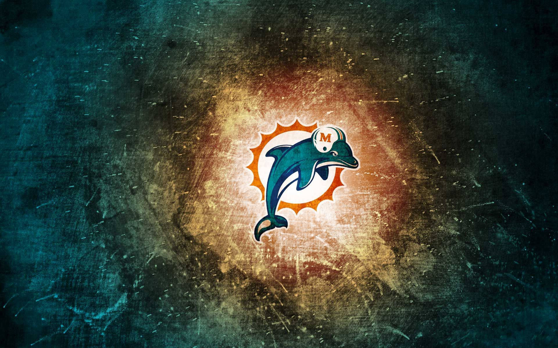 Miami Dolphins, vintage Miami Dolphins logo, dark teal, Full HD Desktop Wallpaper
