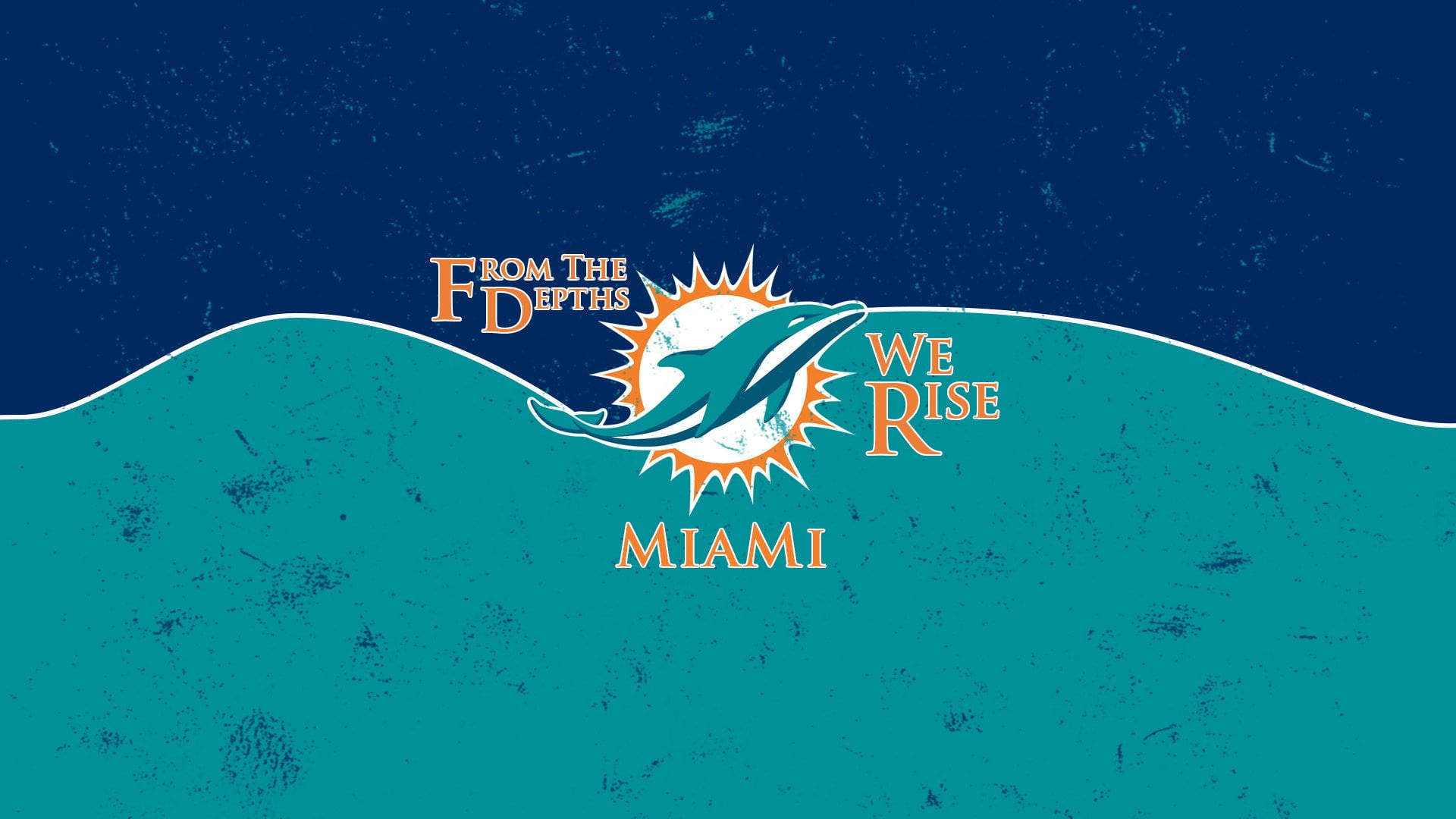 Miami Dolphins, teal wave, textured navy blue background, Full HD Desktop Wallpaper